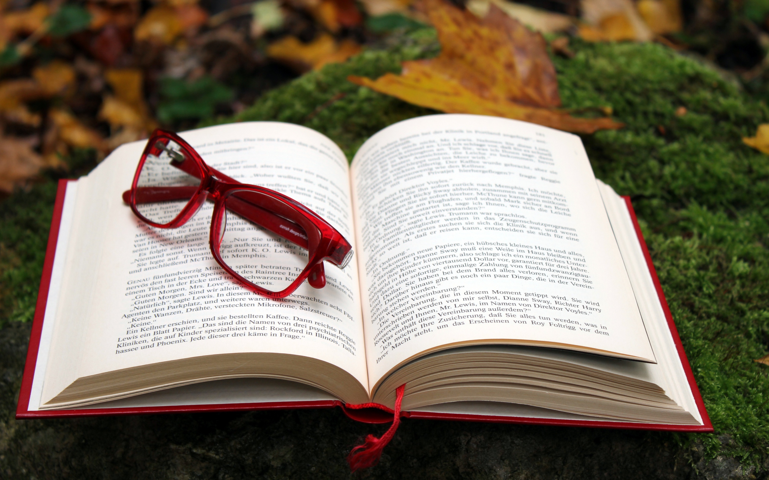 Книга с красными очками лежит на земле 