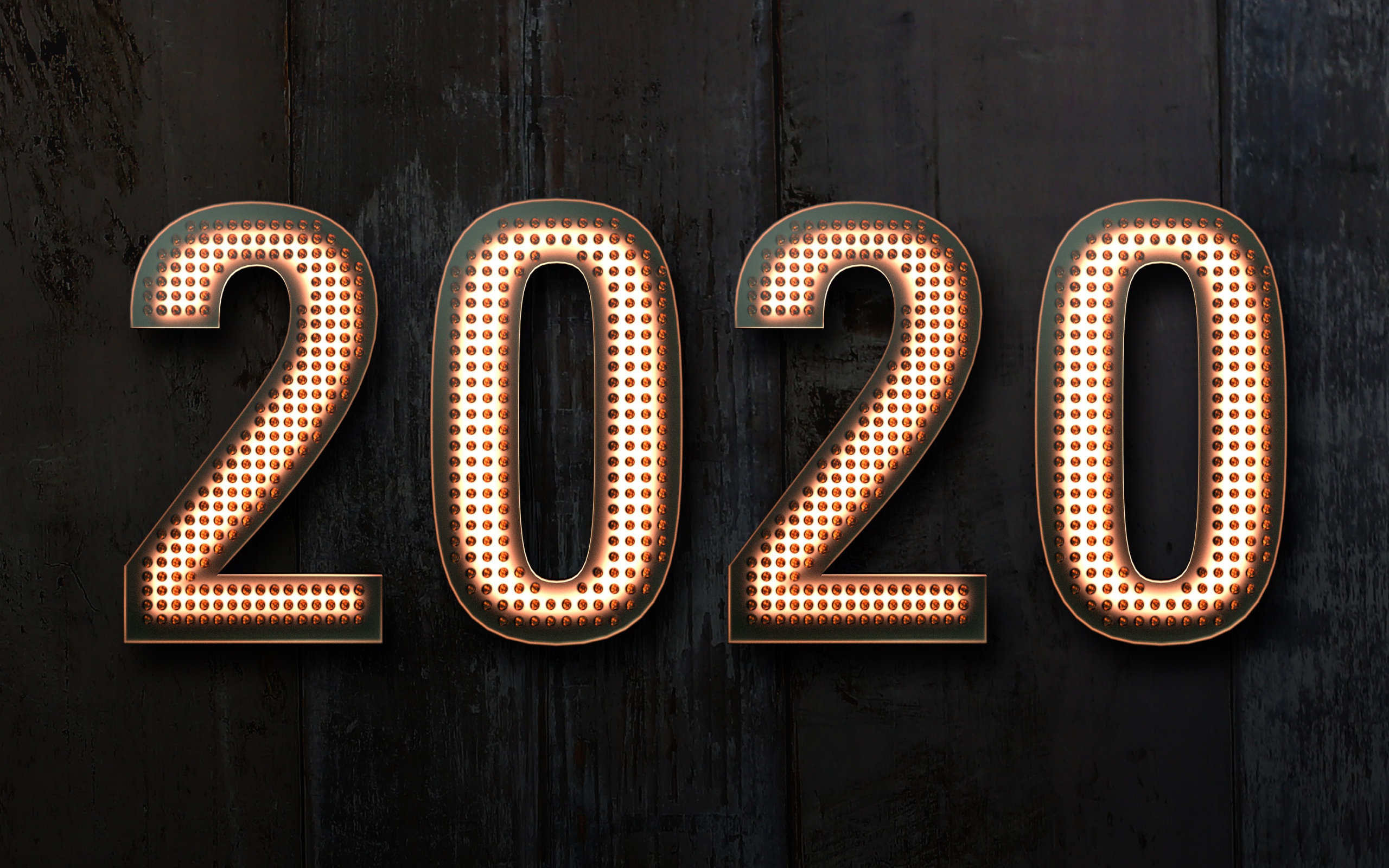 Красивые цифры 2020 на черном фоне