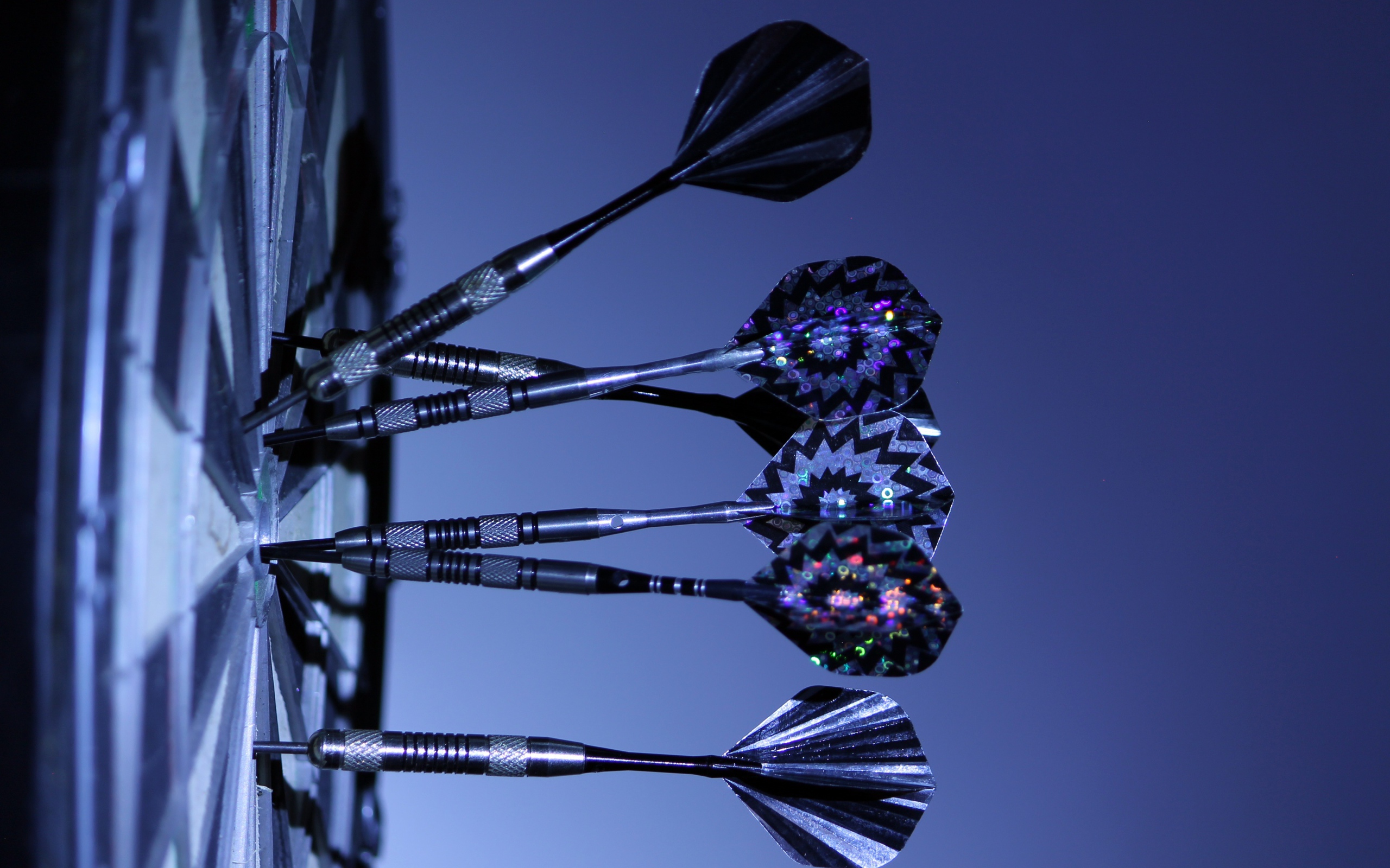 Дротики в доске для дартс на синем фоне 