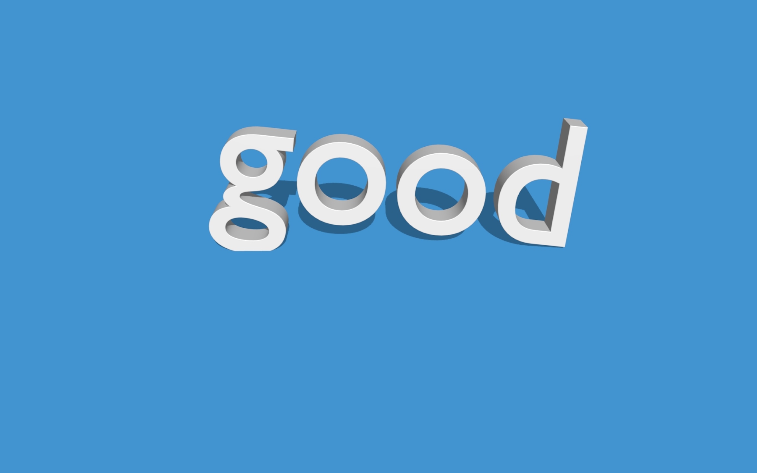 Белая надпись на английском good на голубом фоне