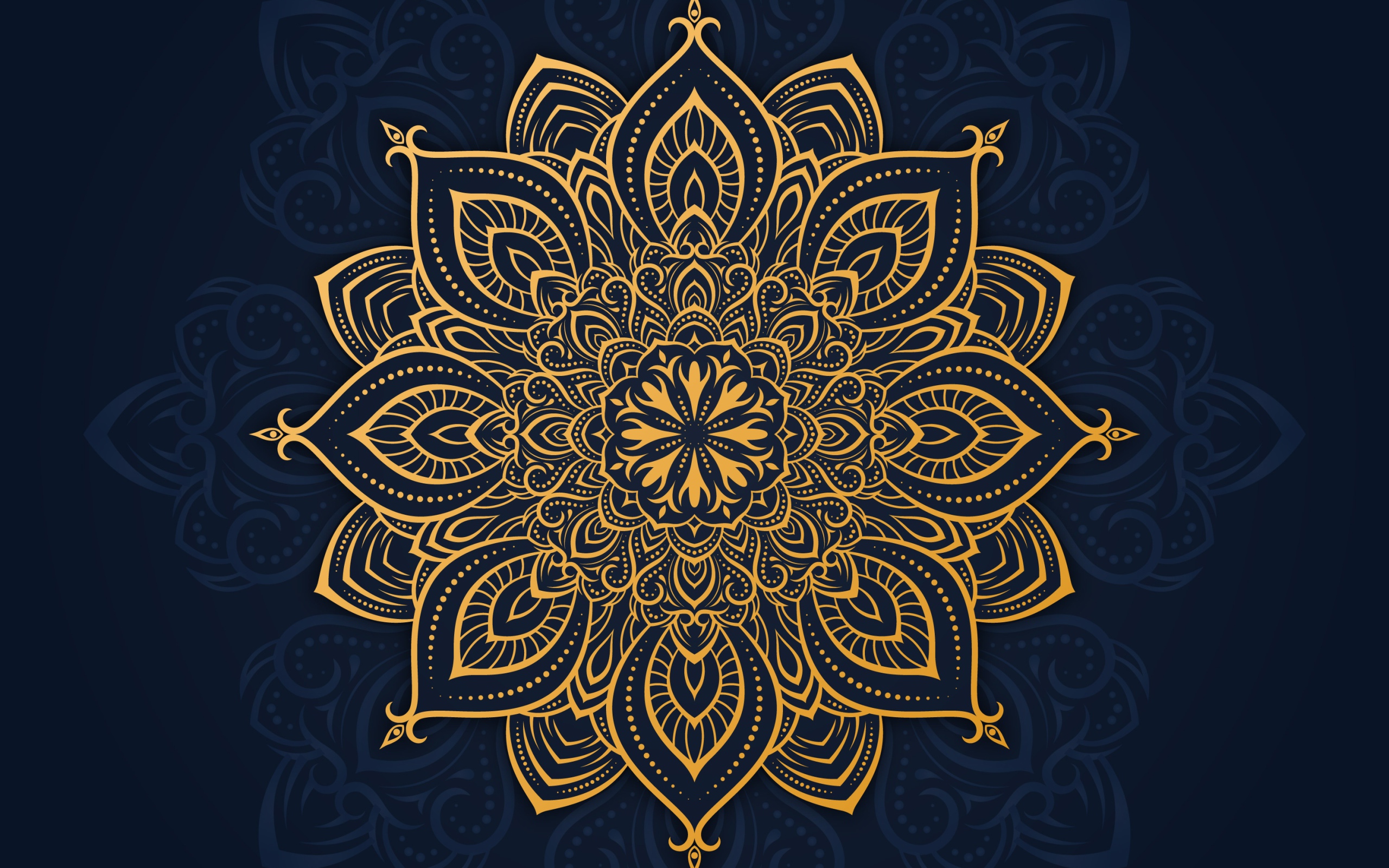 Красивый золотистый рисунок на синем фоне