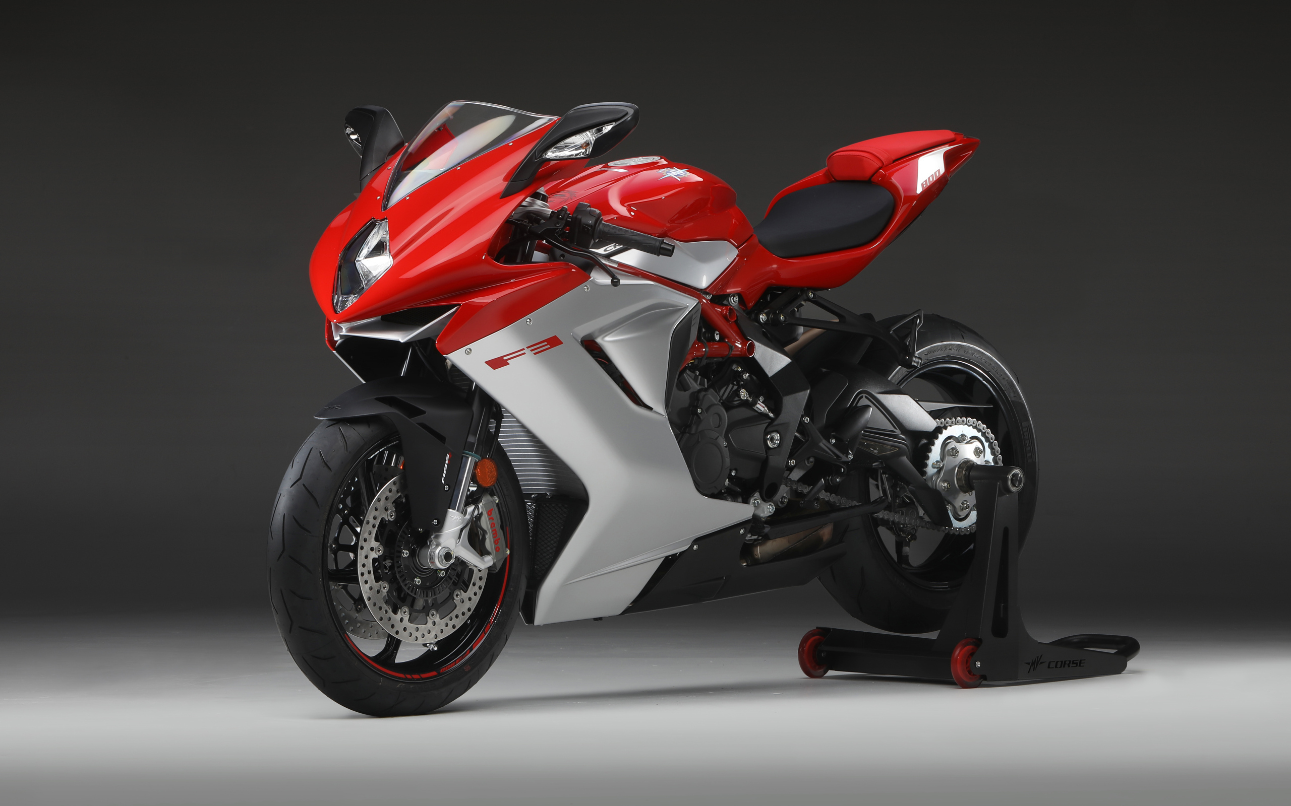Red Agusta F3 800 2020 motorcycle on a gray background