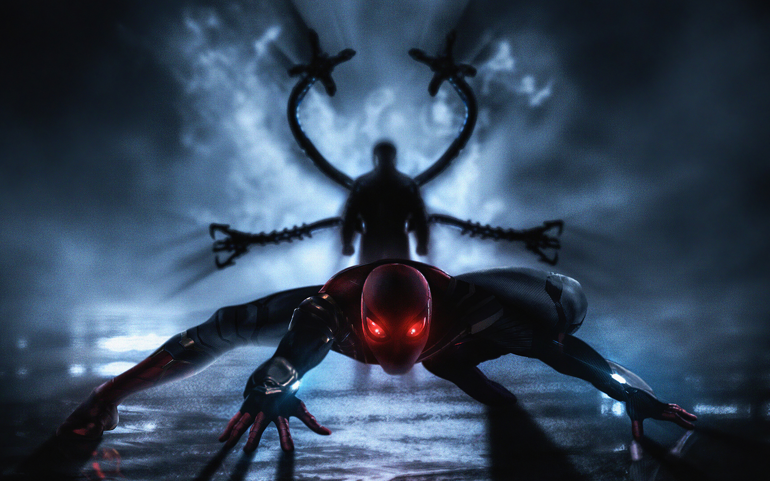 Супергерой спайдермен готовится в атаке