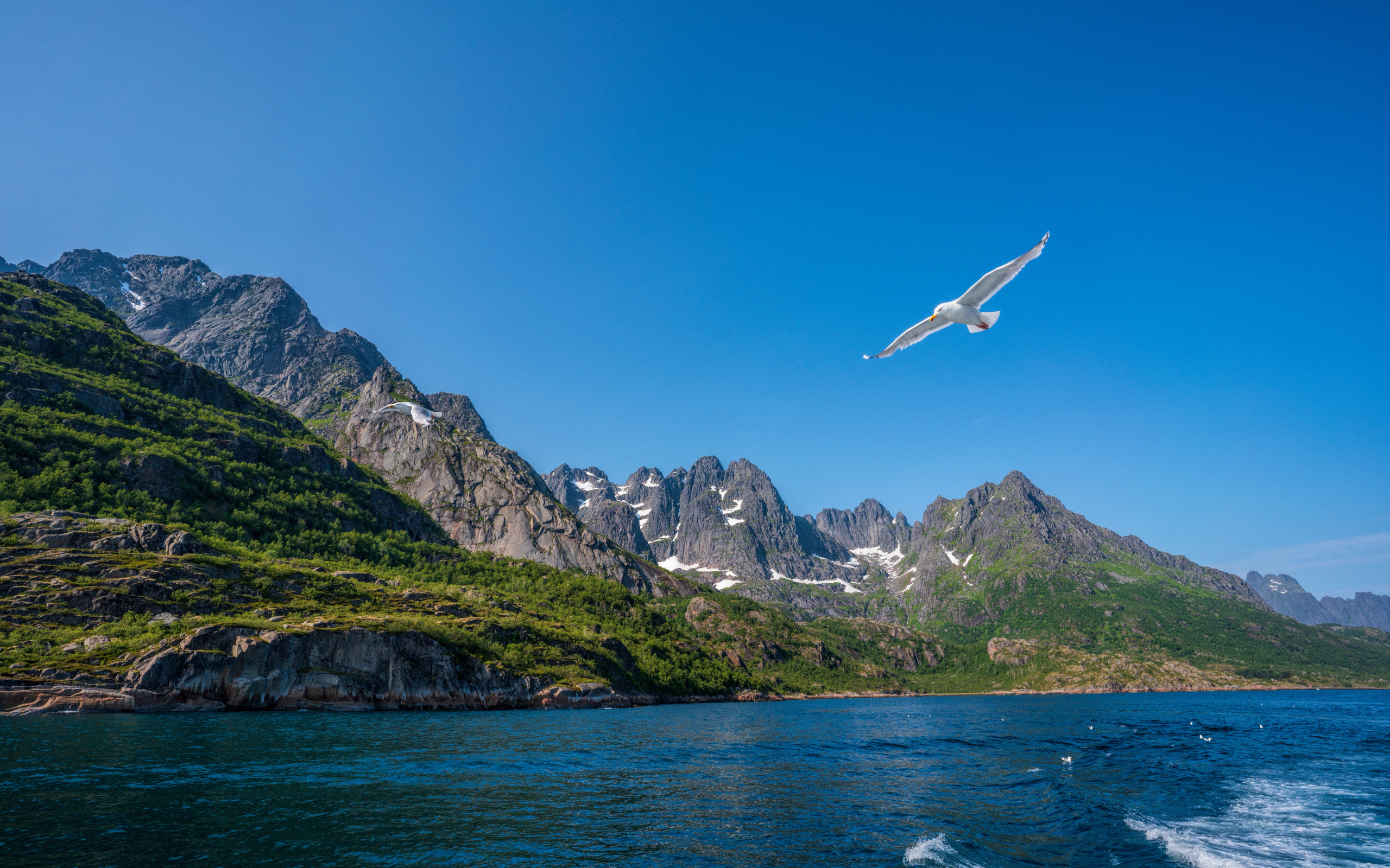 Живописные Лофотенские острова под голубым небом