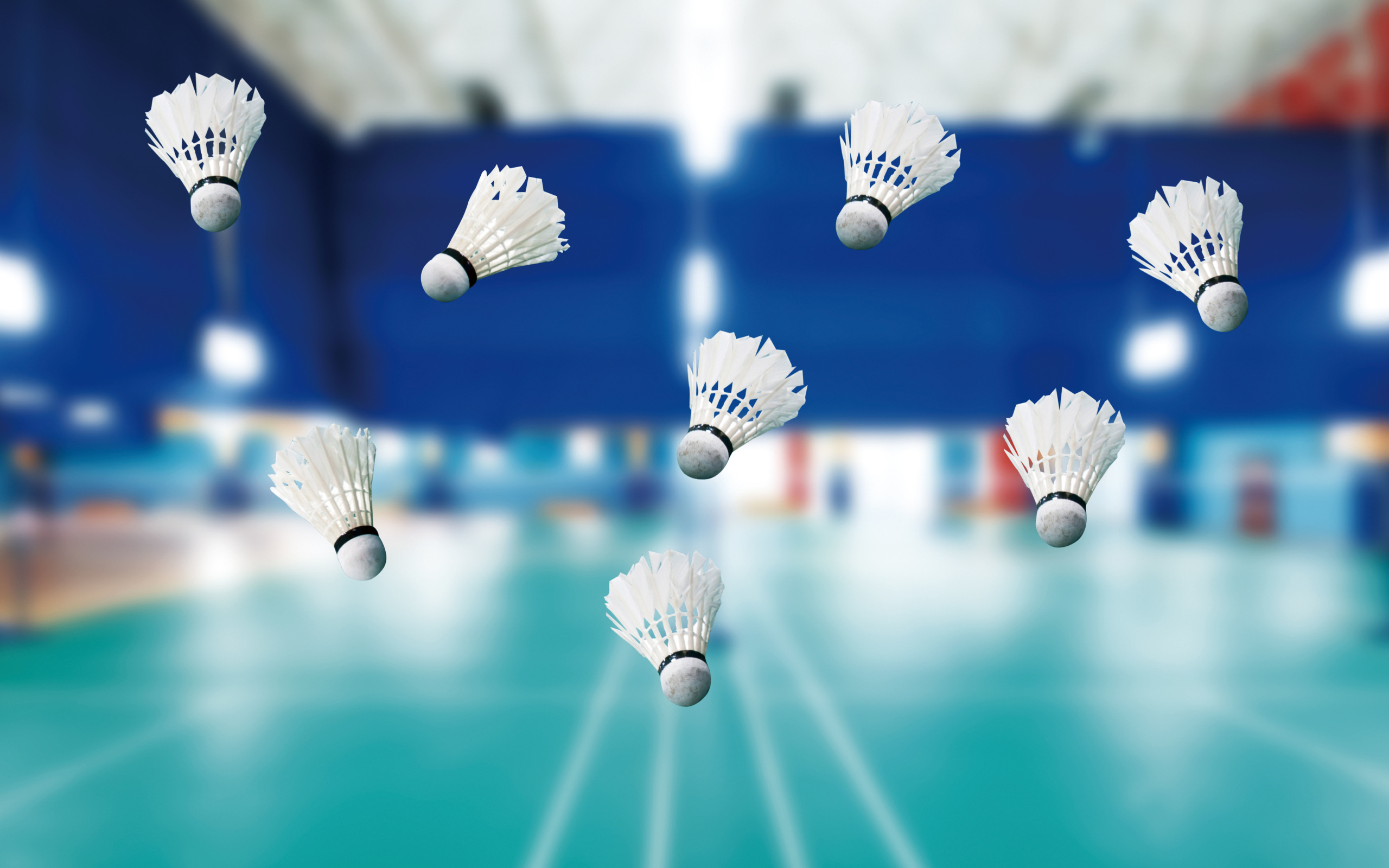 Воланчики в воздухе для игры в бадминтон