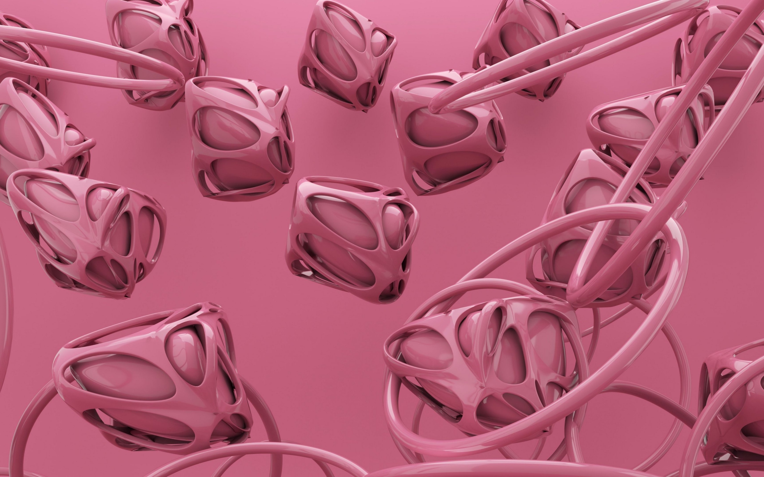 Абстрактные розовые квадраты с кольцами 