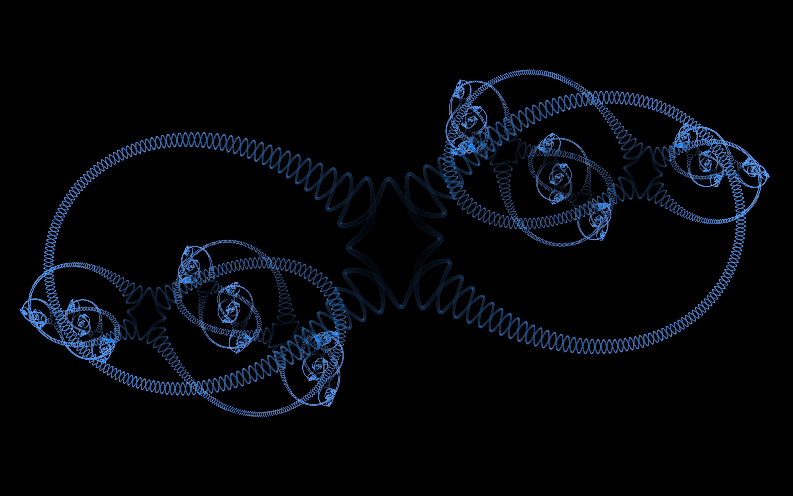 Голубые спирали на черном фоне