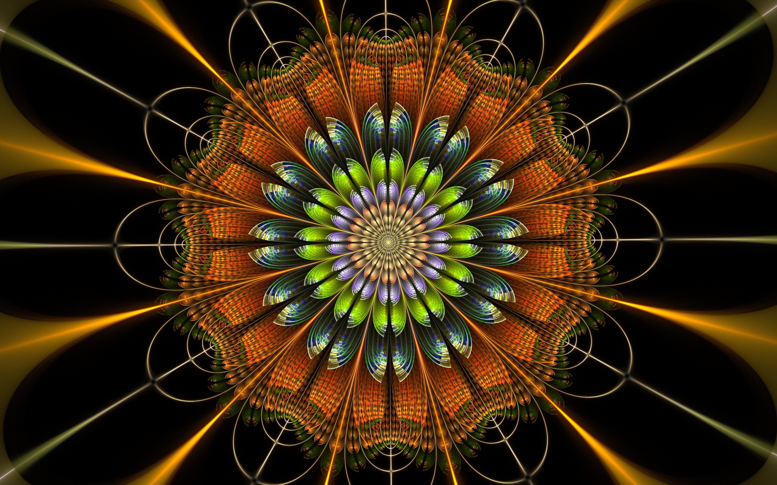 Цифровой цветок мандала крупным планом