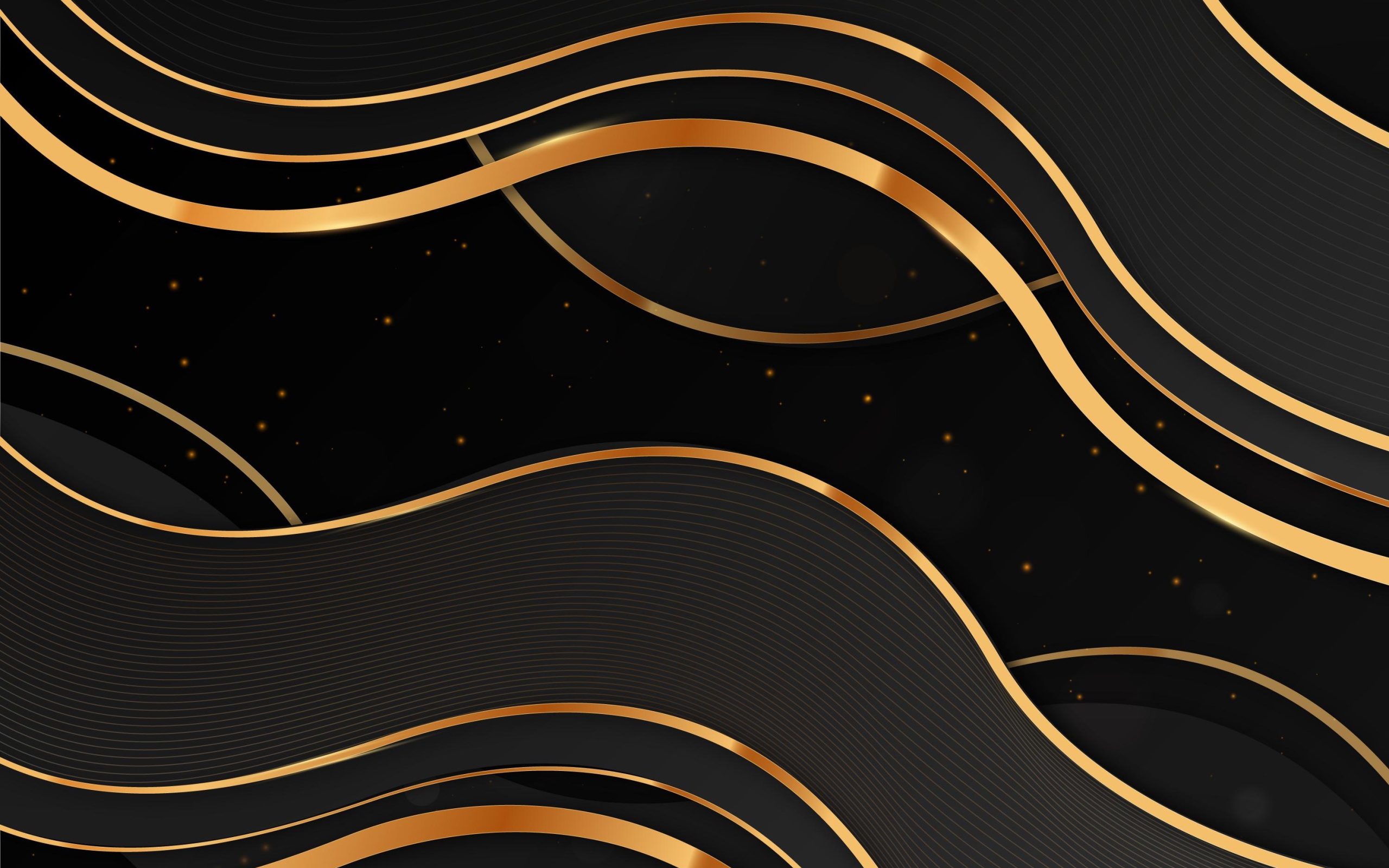 Золотые волны на черном фоне 