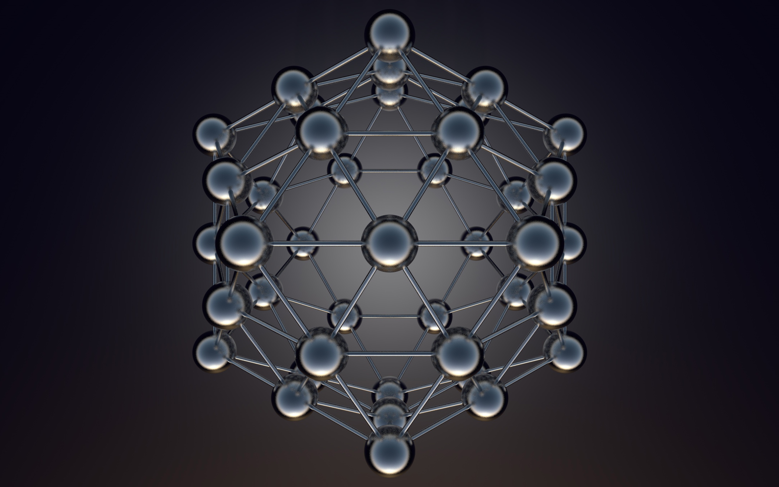 Икосаэдральная модель на сером фоне 3д графика