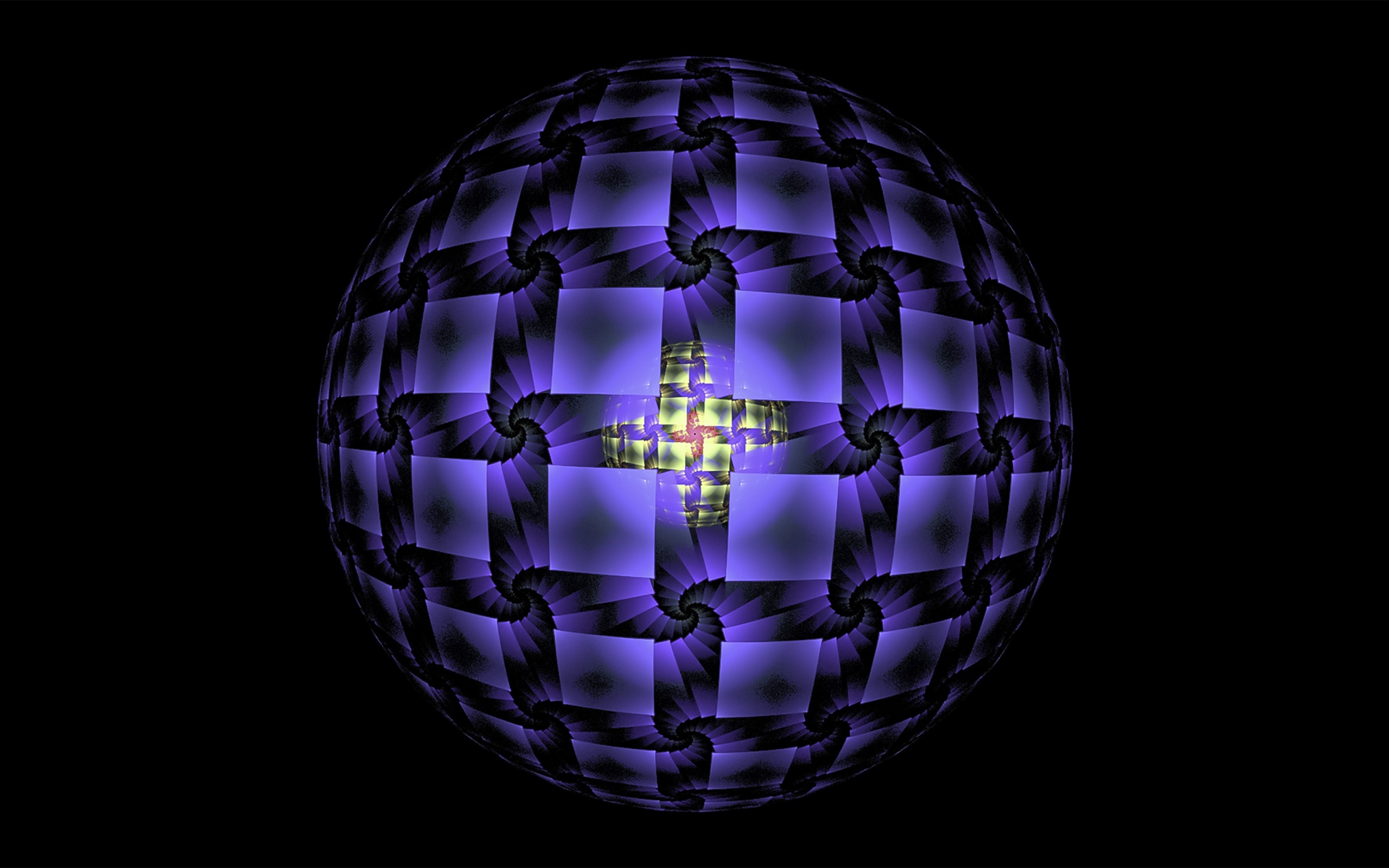 Фиолетовая сфера на черном фоне фрактал