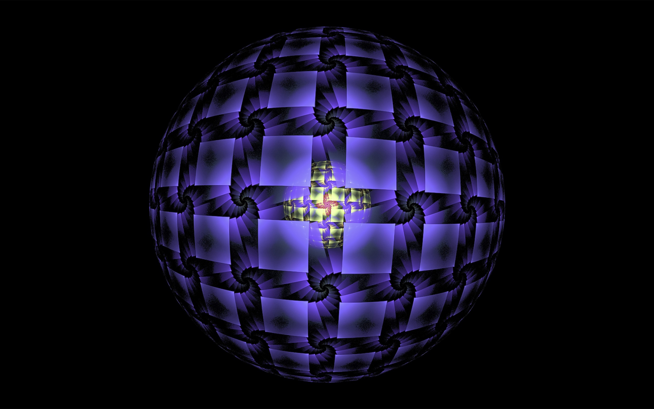 Фиолетовая сфера на черном фоне фрактал