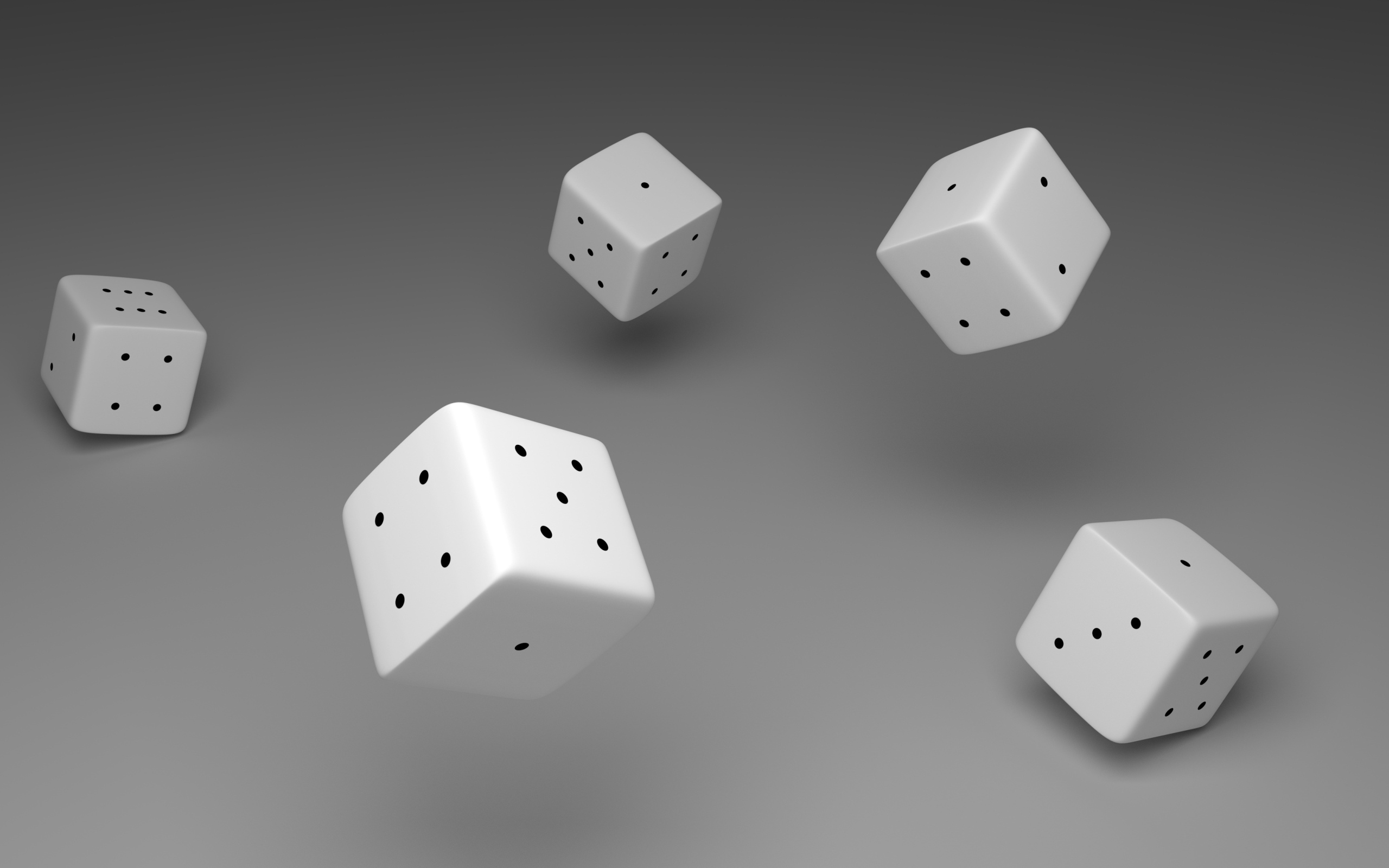Белые игральные кости в воздухе на сером фоне