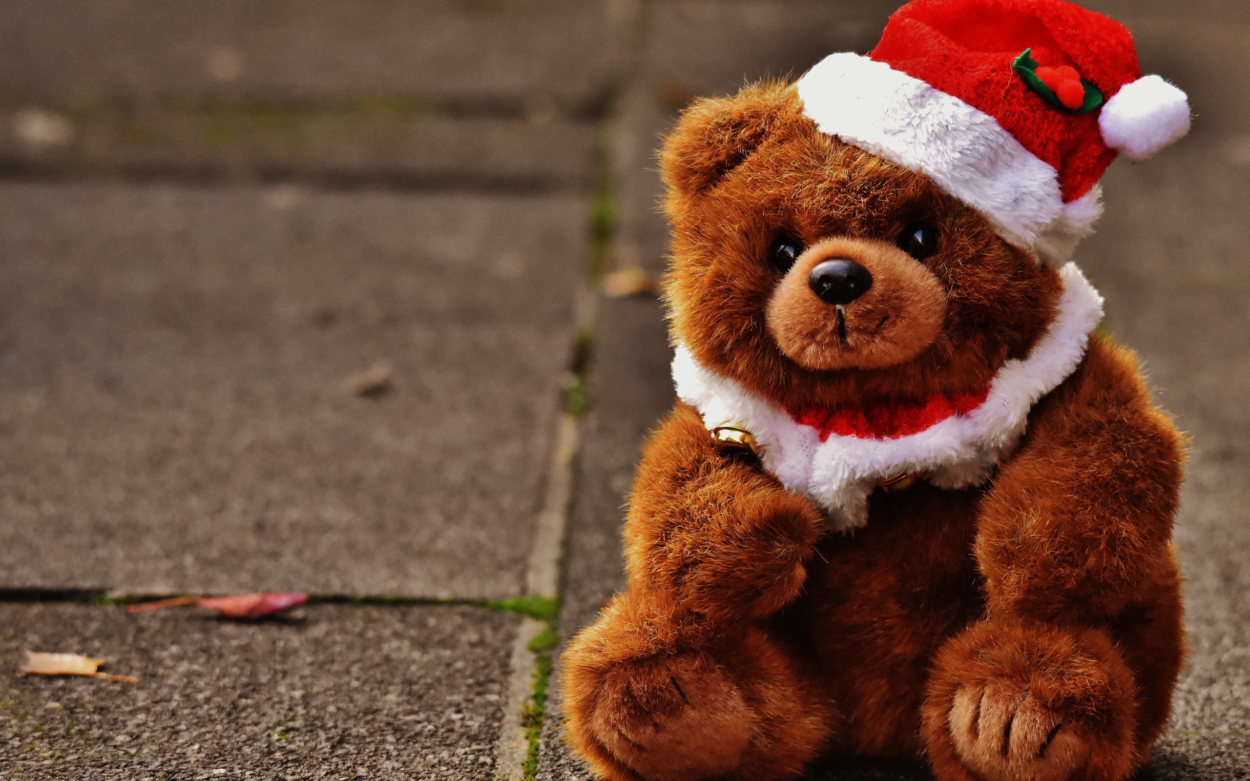 Плюшевый мишка в новогоднем колпаке 