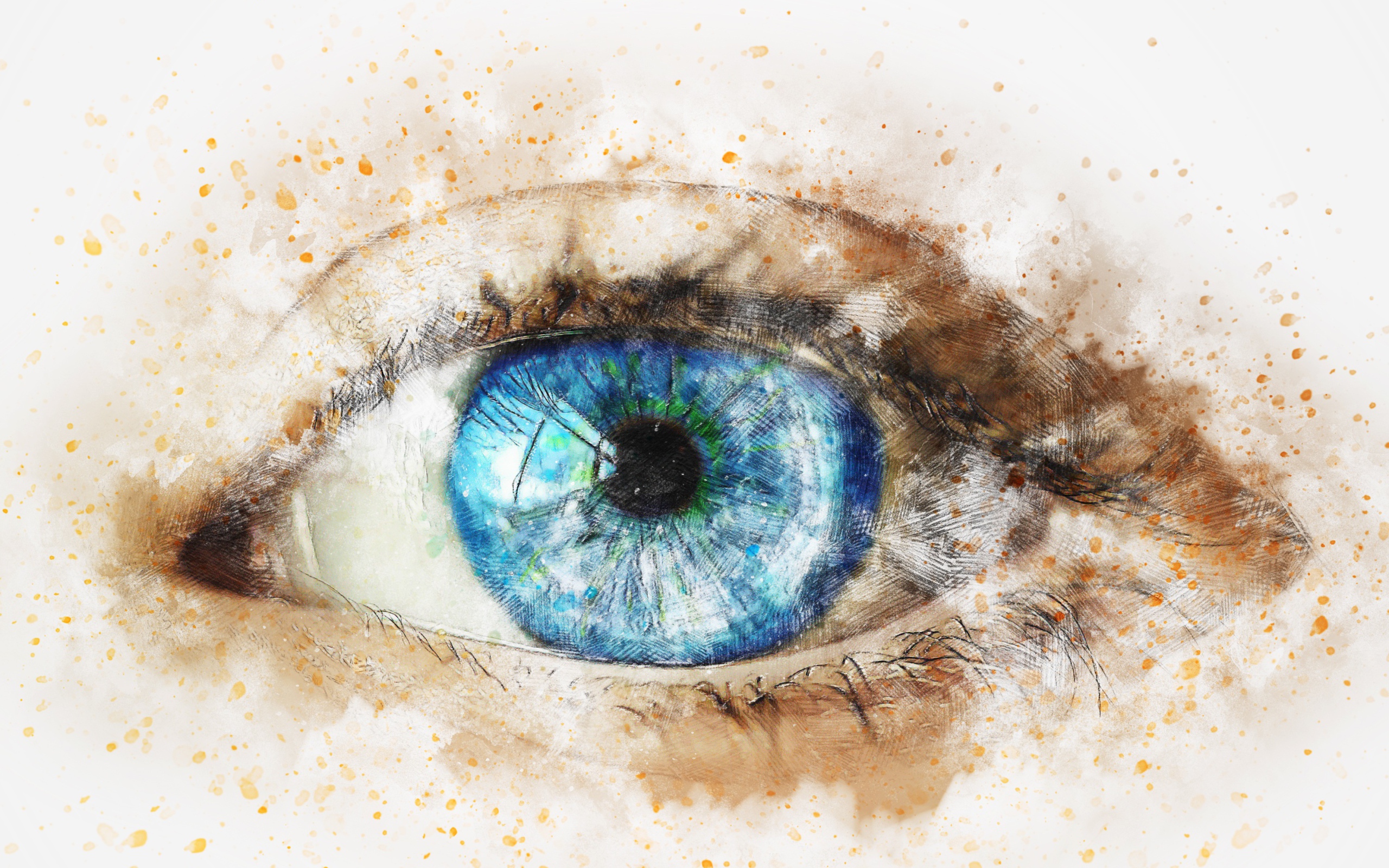 Нарисованный голубой глаз на белом фоне