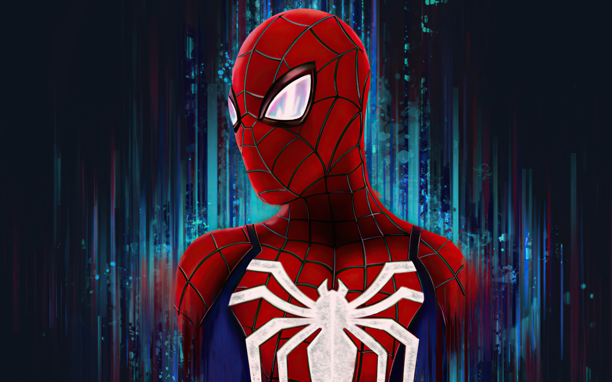 Человек паук на синем фоне крупным планом