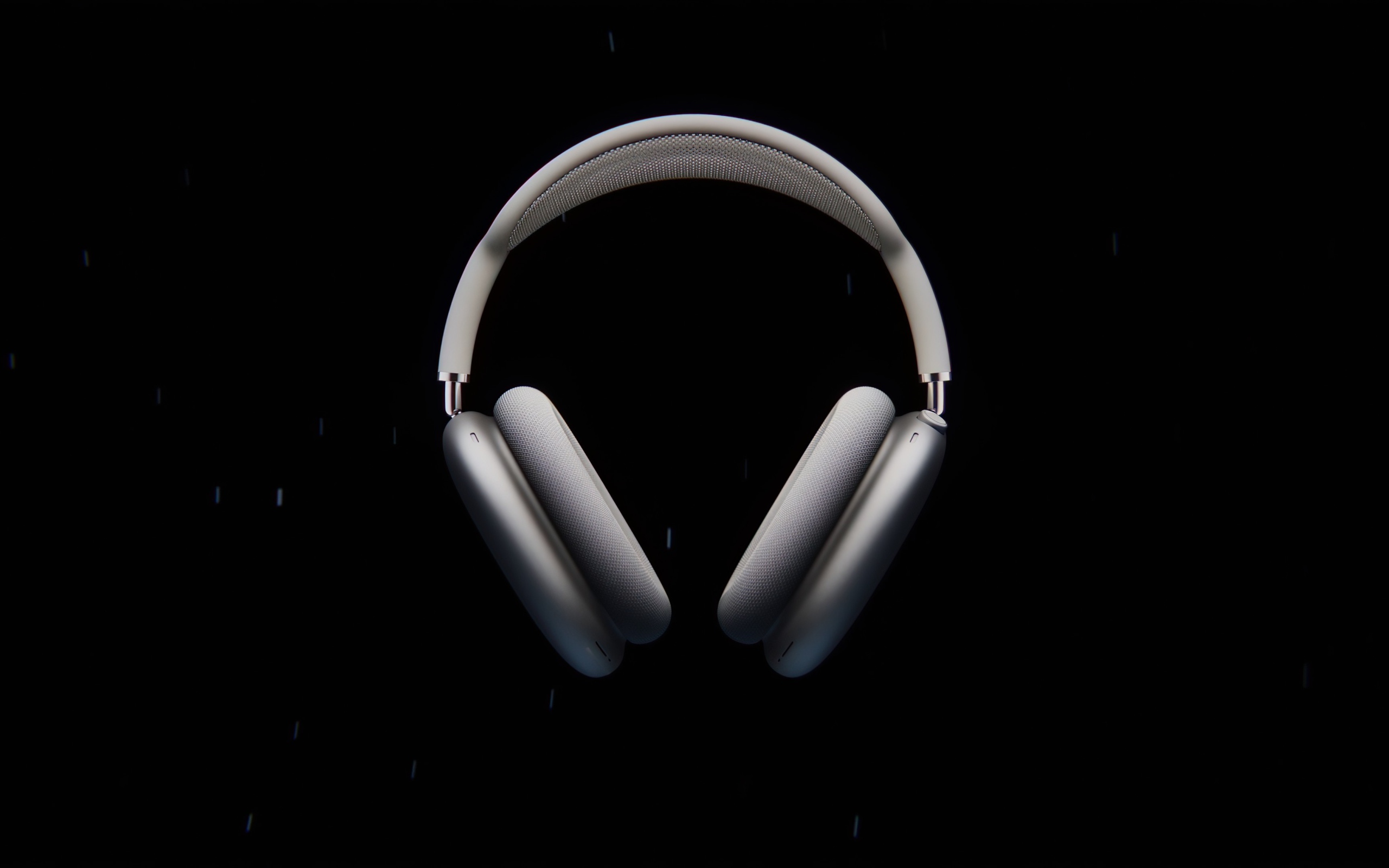 Серые наушники  AirPods Max на черном фоне