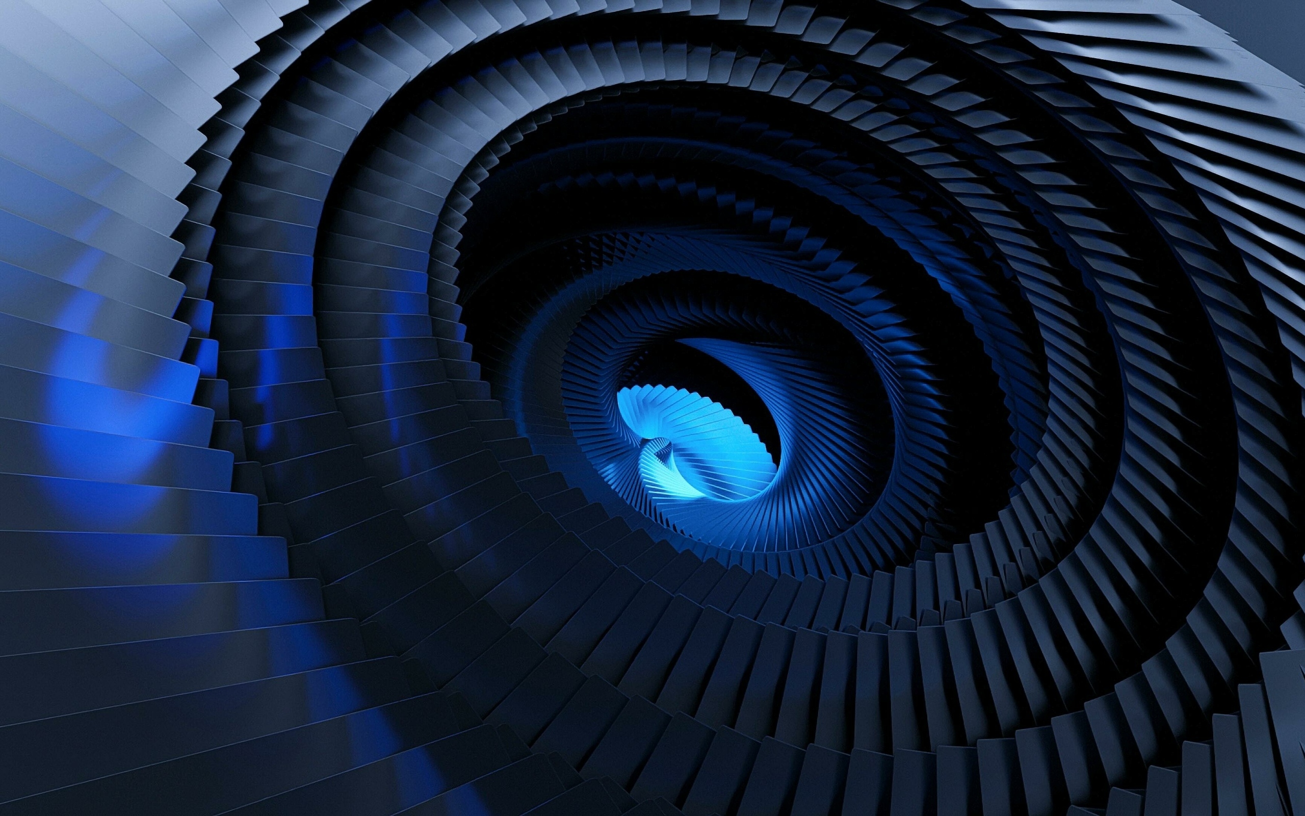 Черная абстрактная спираль с голубой серединой