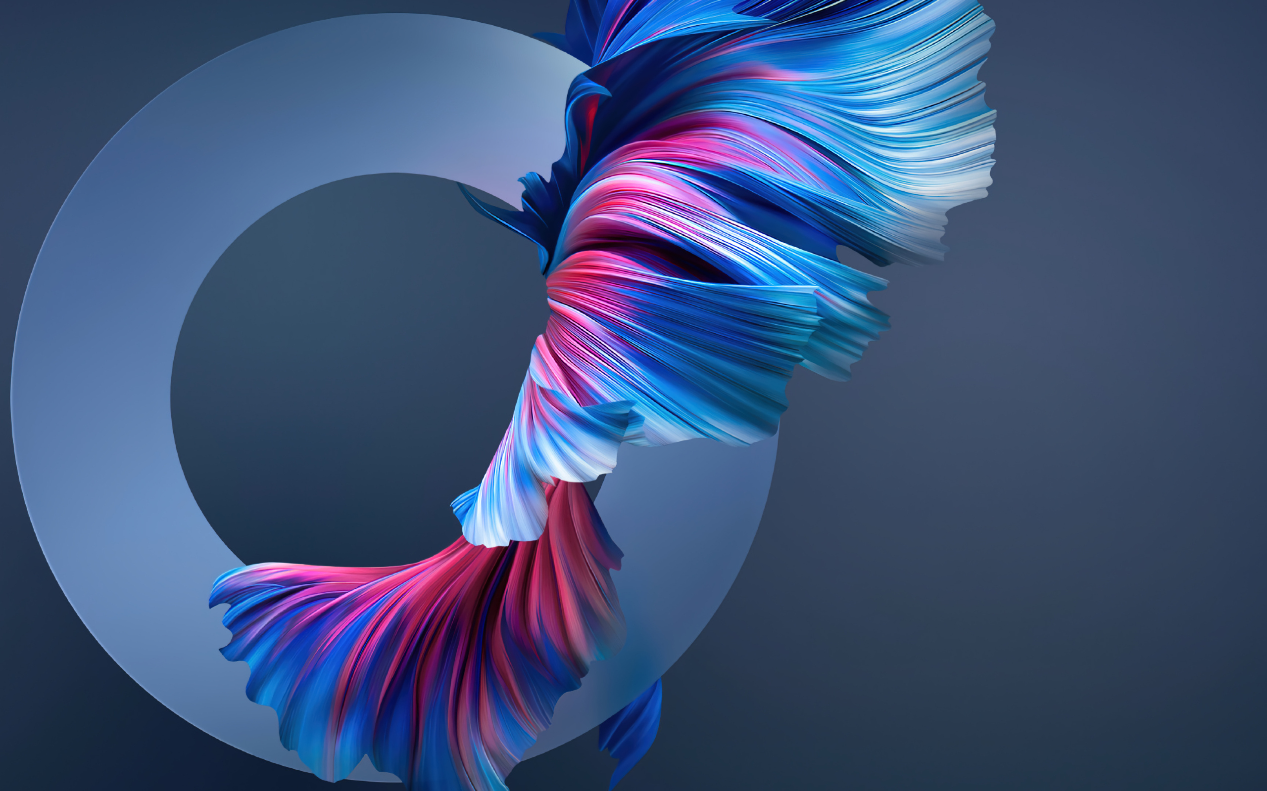 Круг и разноцветные волны на сером фоне