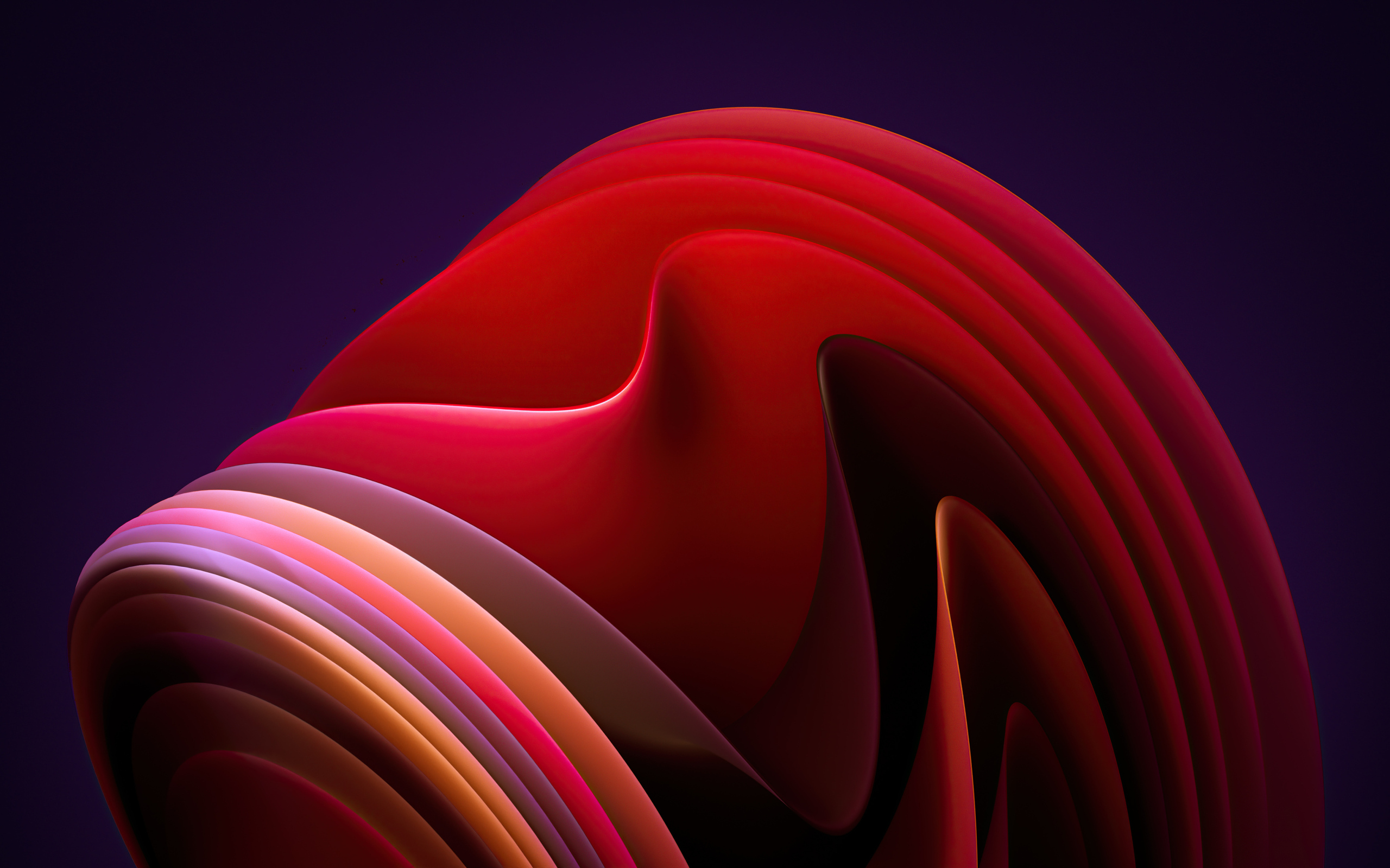 Красные волны на фиолетовом фоне абстракция