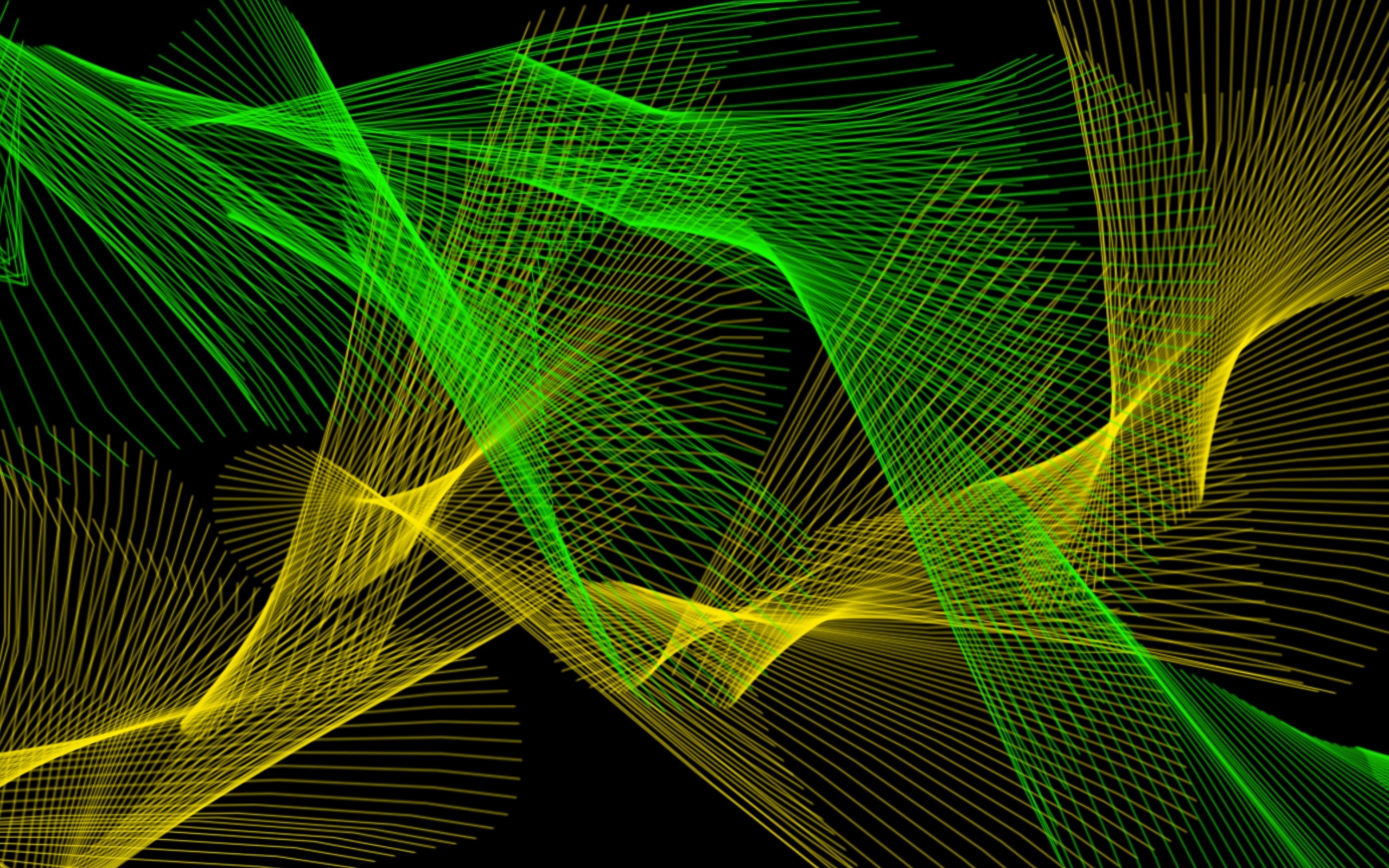 Желтая и зеленая абстрактная сетка на черном фоне