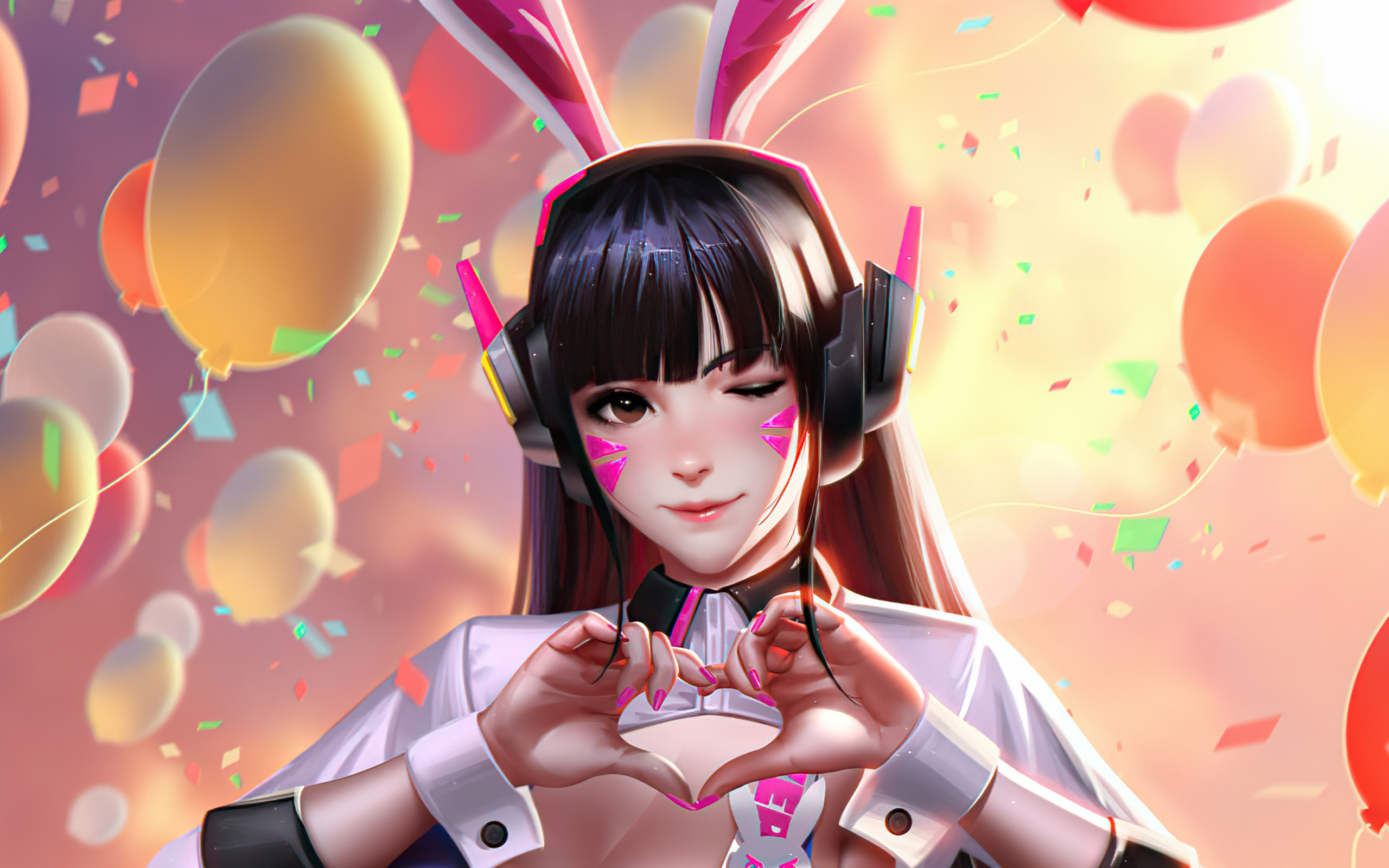 Девушка аниме показывает руками сердце