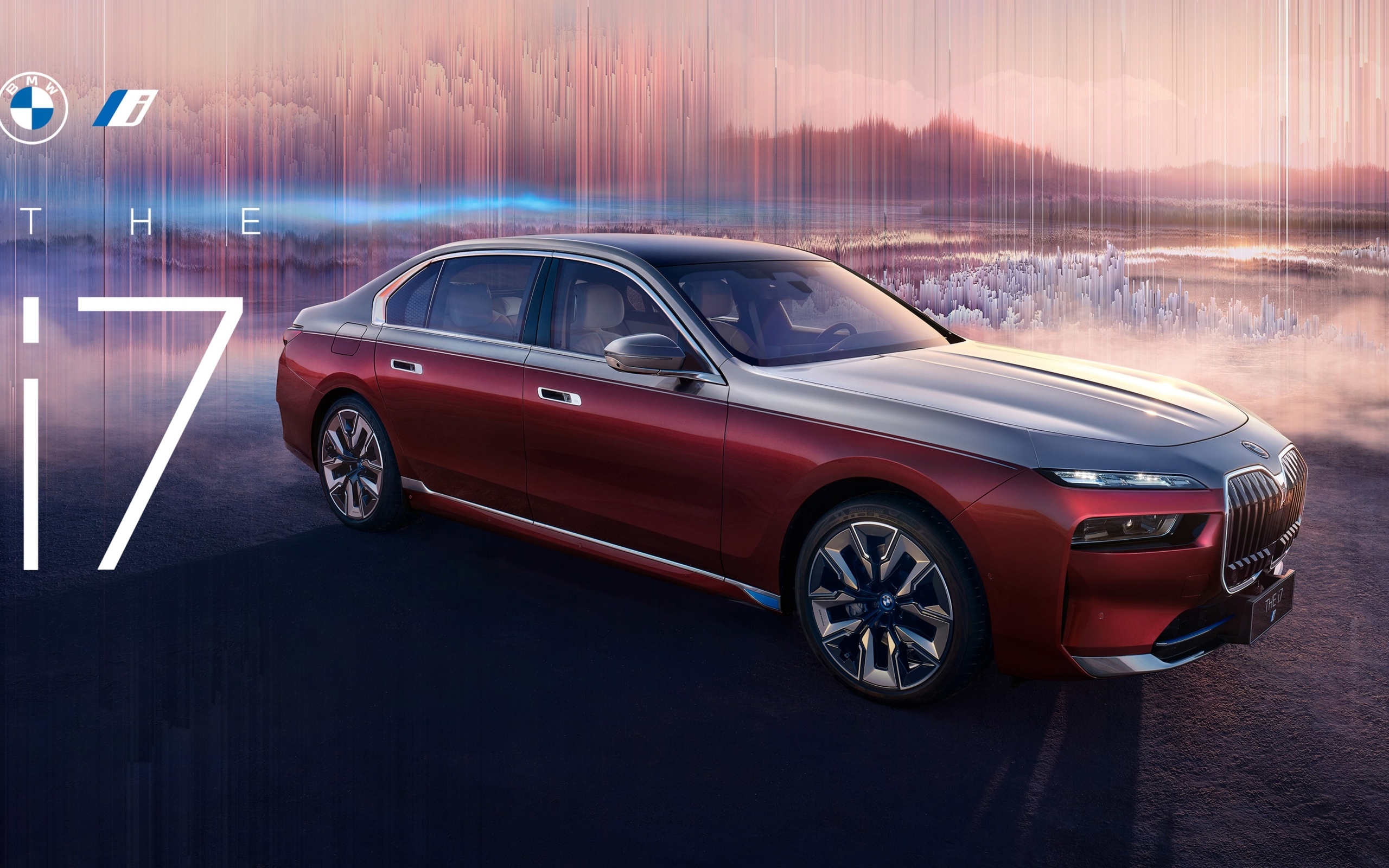 Красный новый автомобиль BMW I7