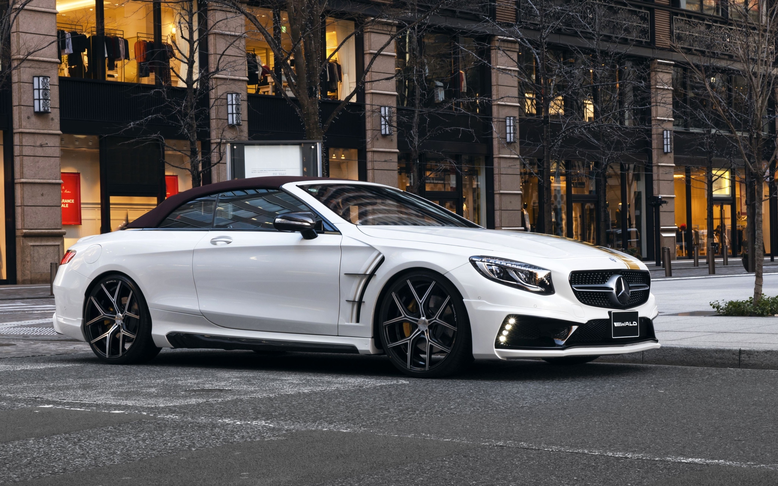 Белый автомобиль Mercedes-Benz S-Klasse Cabriolet Black Bison