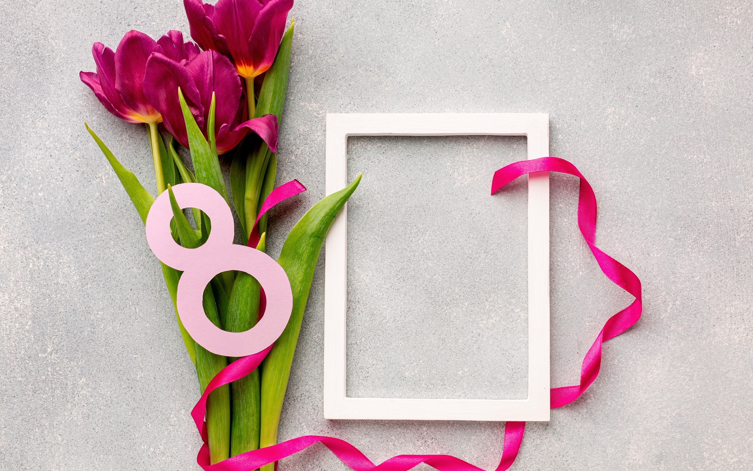 Рамка и букет тюльпанов шаблон для открытки на 8 марта