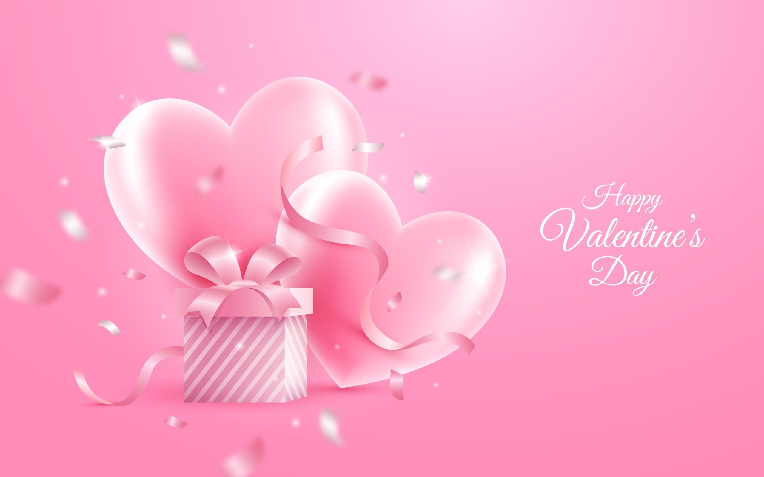 Розовая открытка на день Святого Валентина