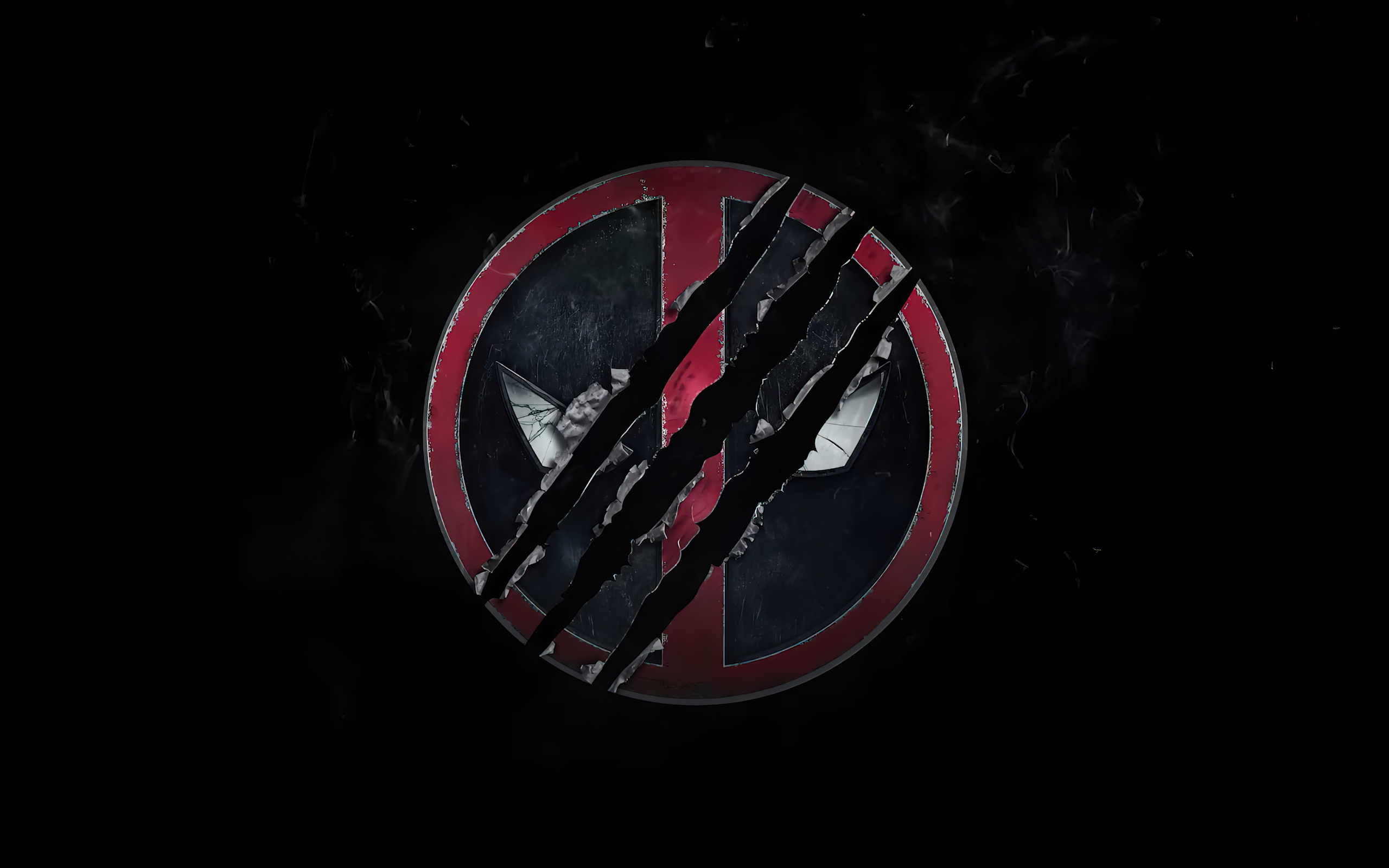 Логотип фильма Дэдпул 3 на черном фоне