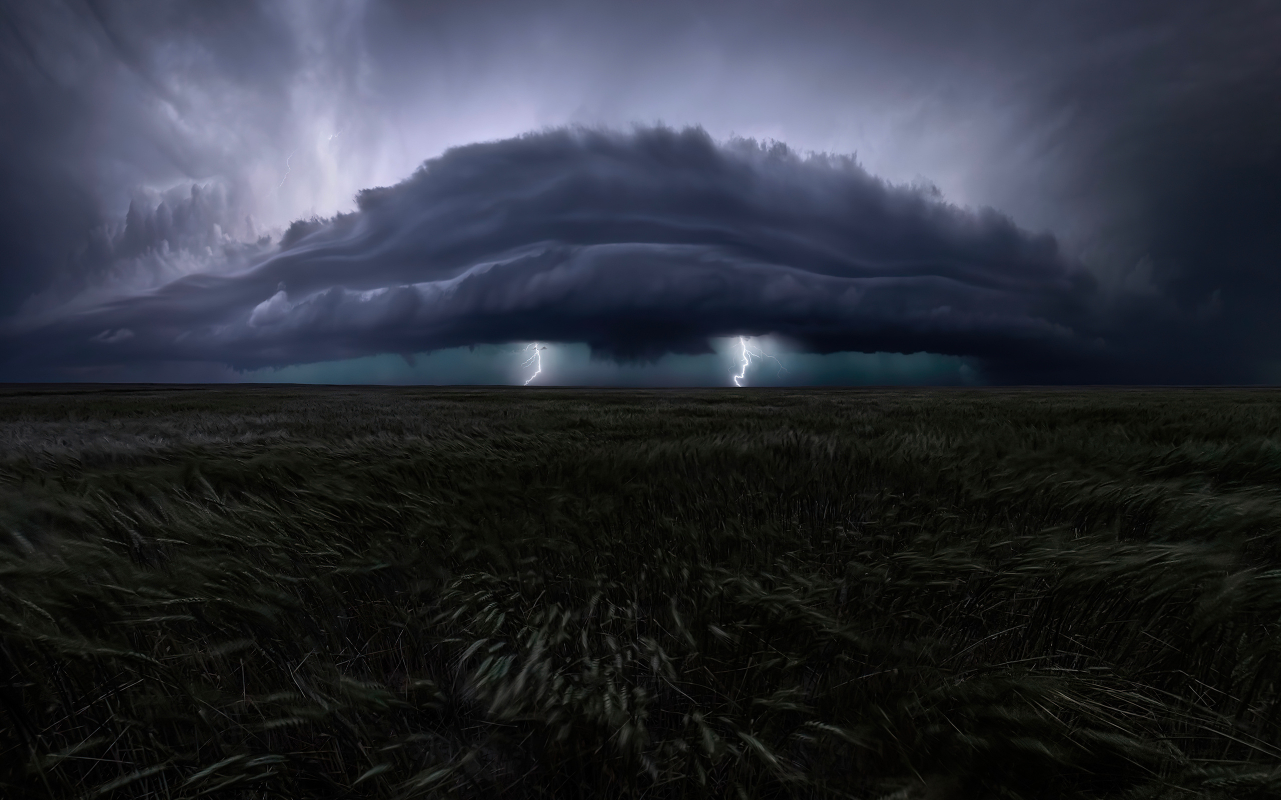 Больше грозовое облако над полем