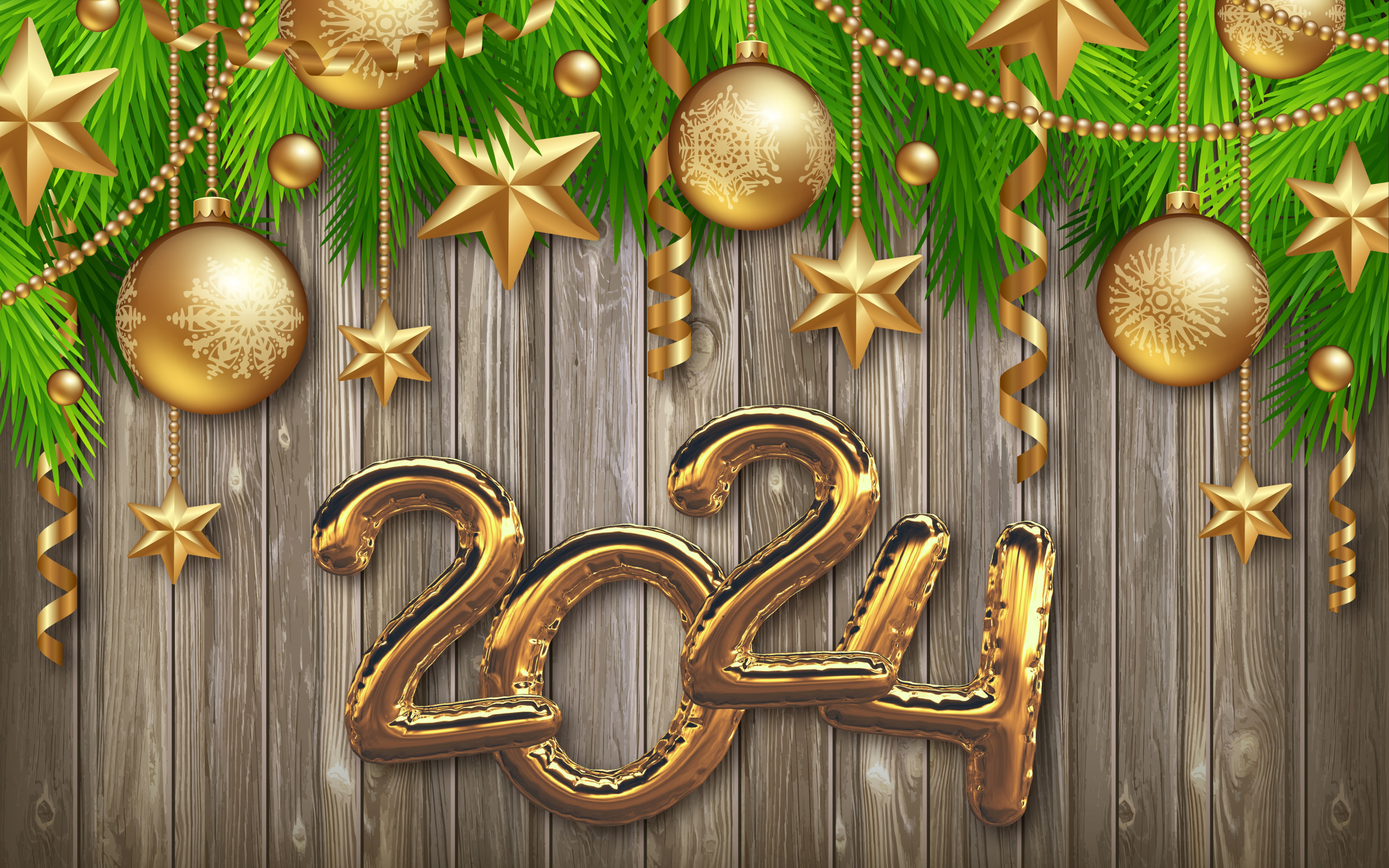Красивый новогодний декор и цифры на новый год 2024