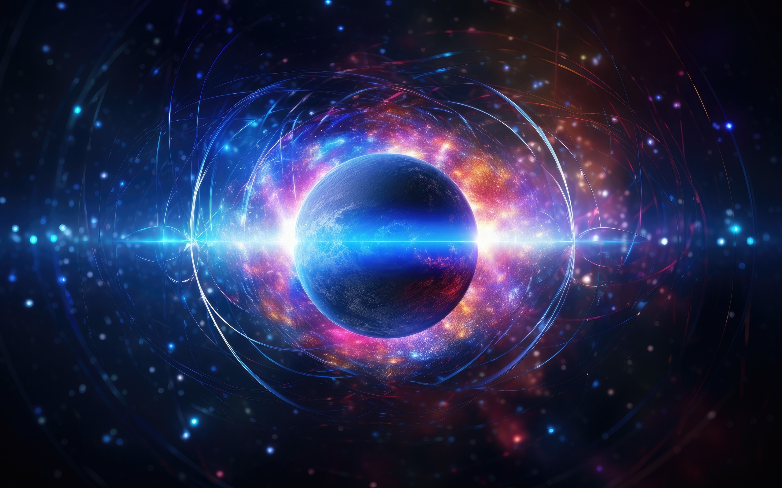 Планета земля в ярких неоновых вспышках