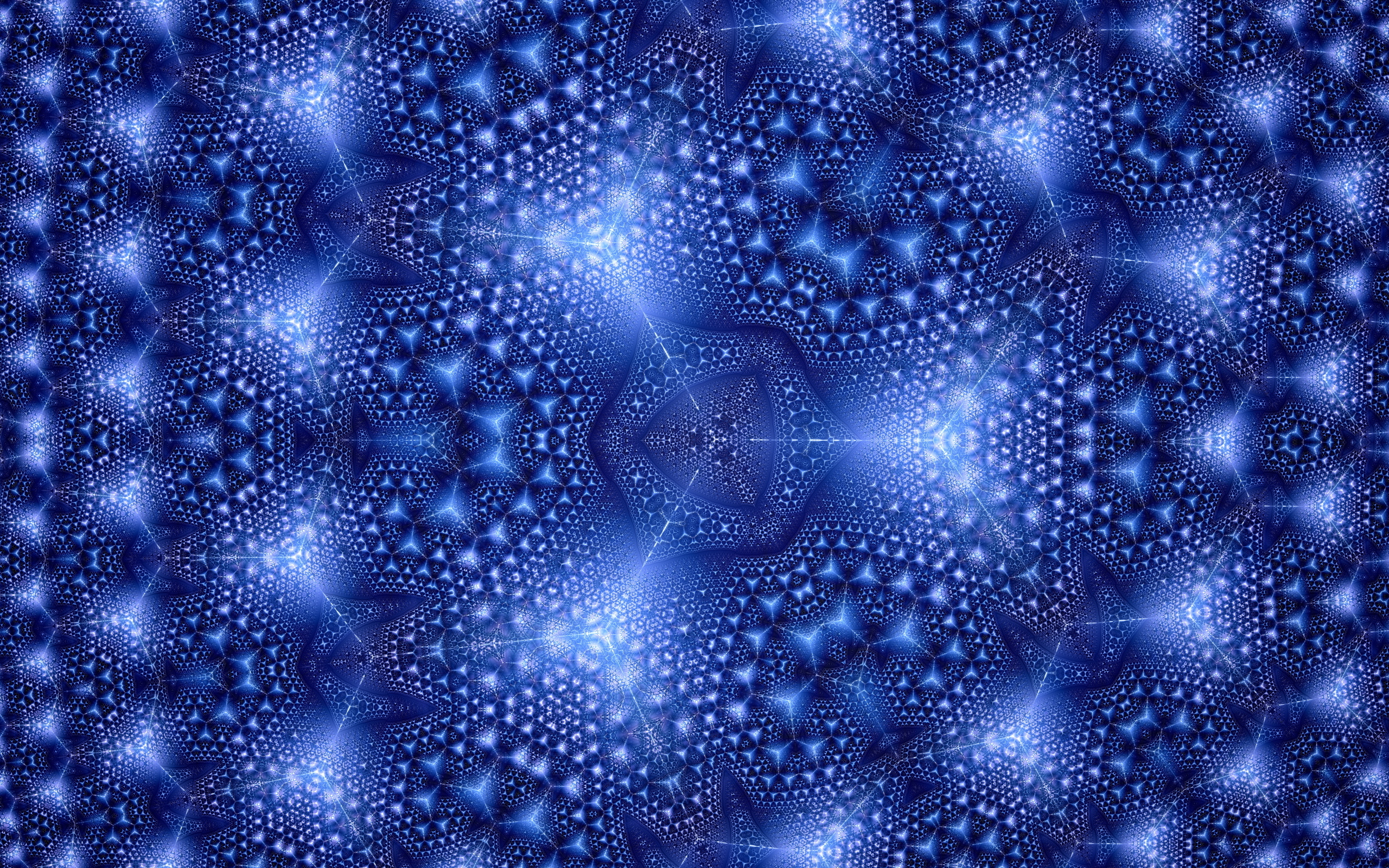Синий фрактальный рисунок с геометрическими фигурами