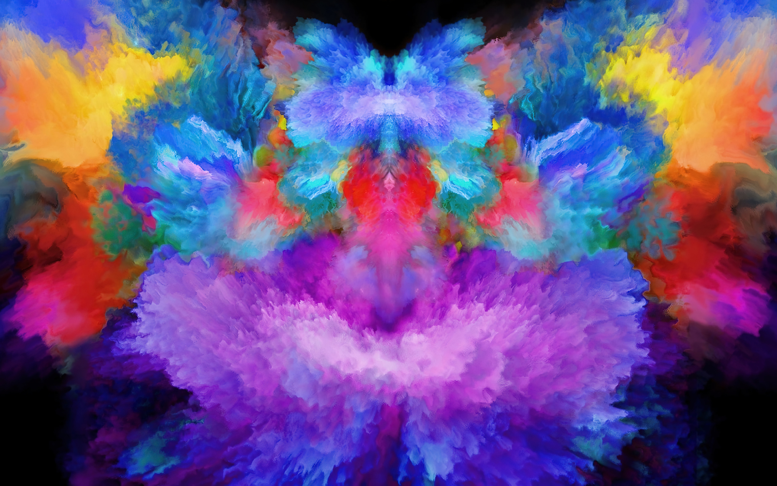 Взрыв разноцветной краски крупным планом