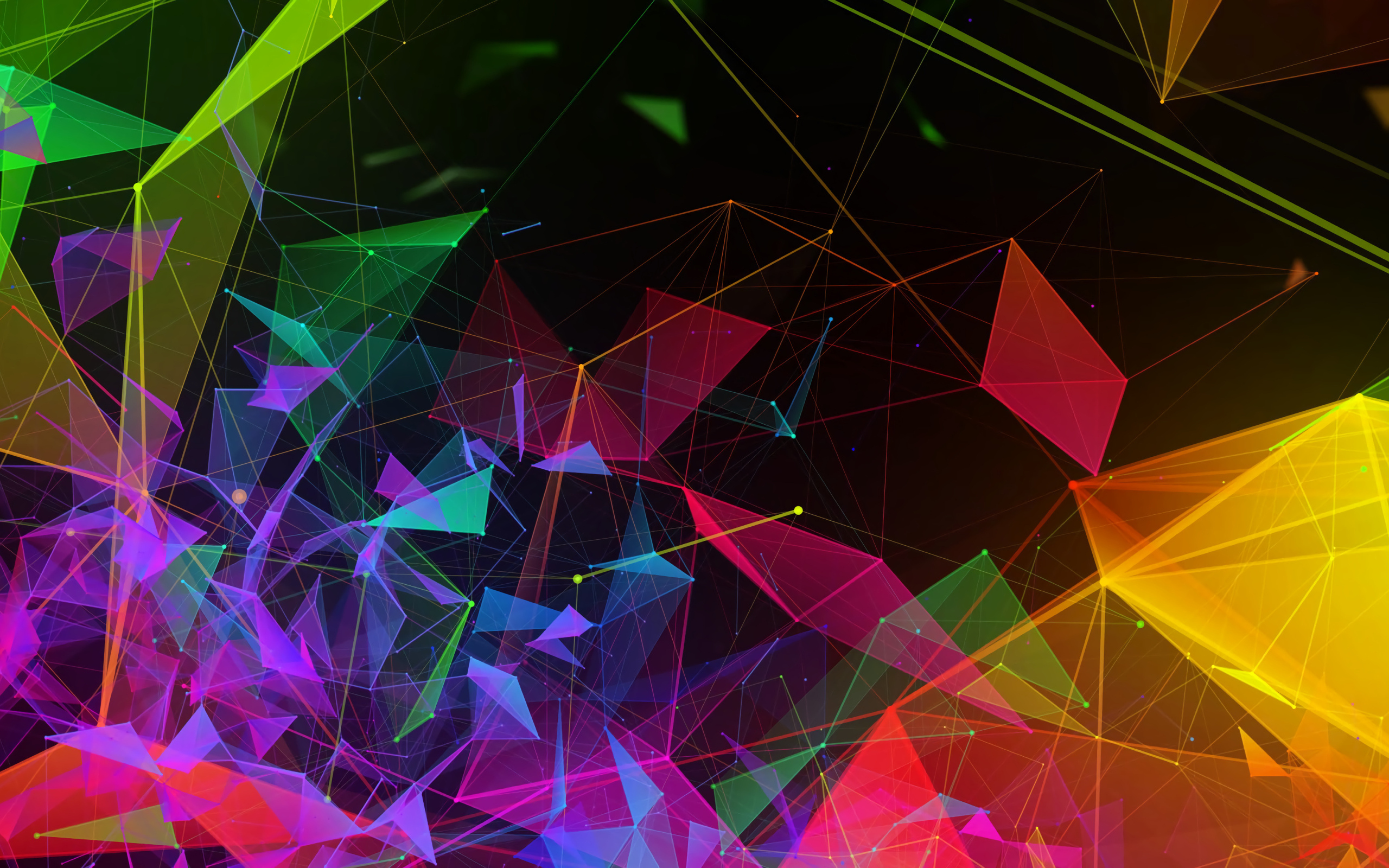 Разноцветные абстрактные фигуры на черном фоне