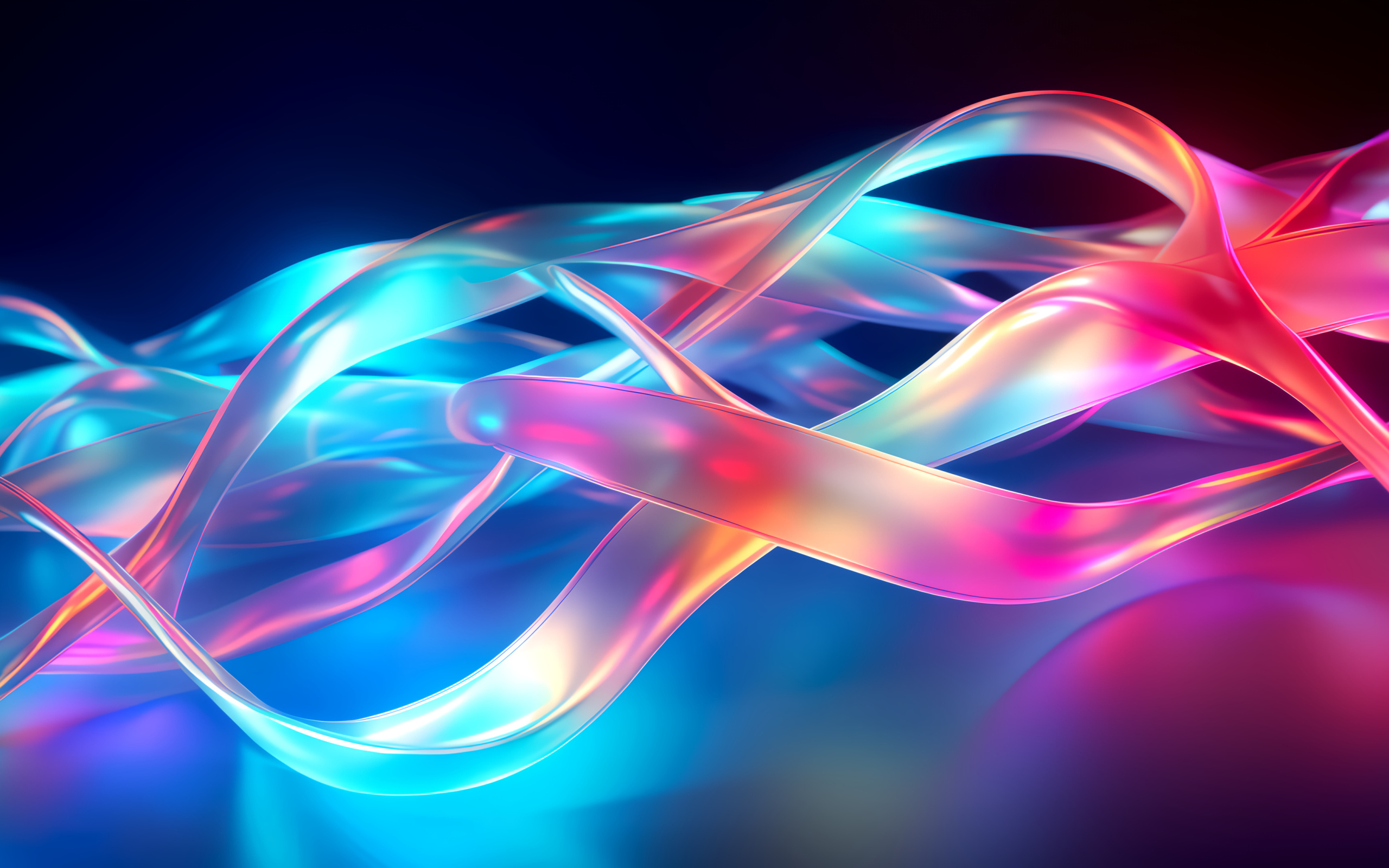 Розовые и голубые абстрактные волны на синем фоне