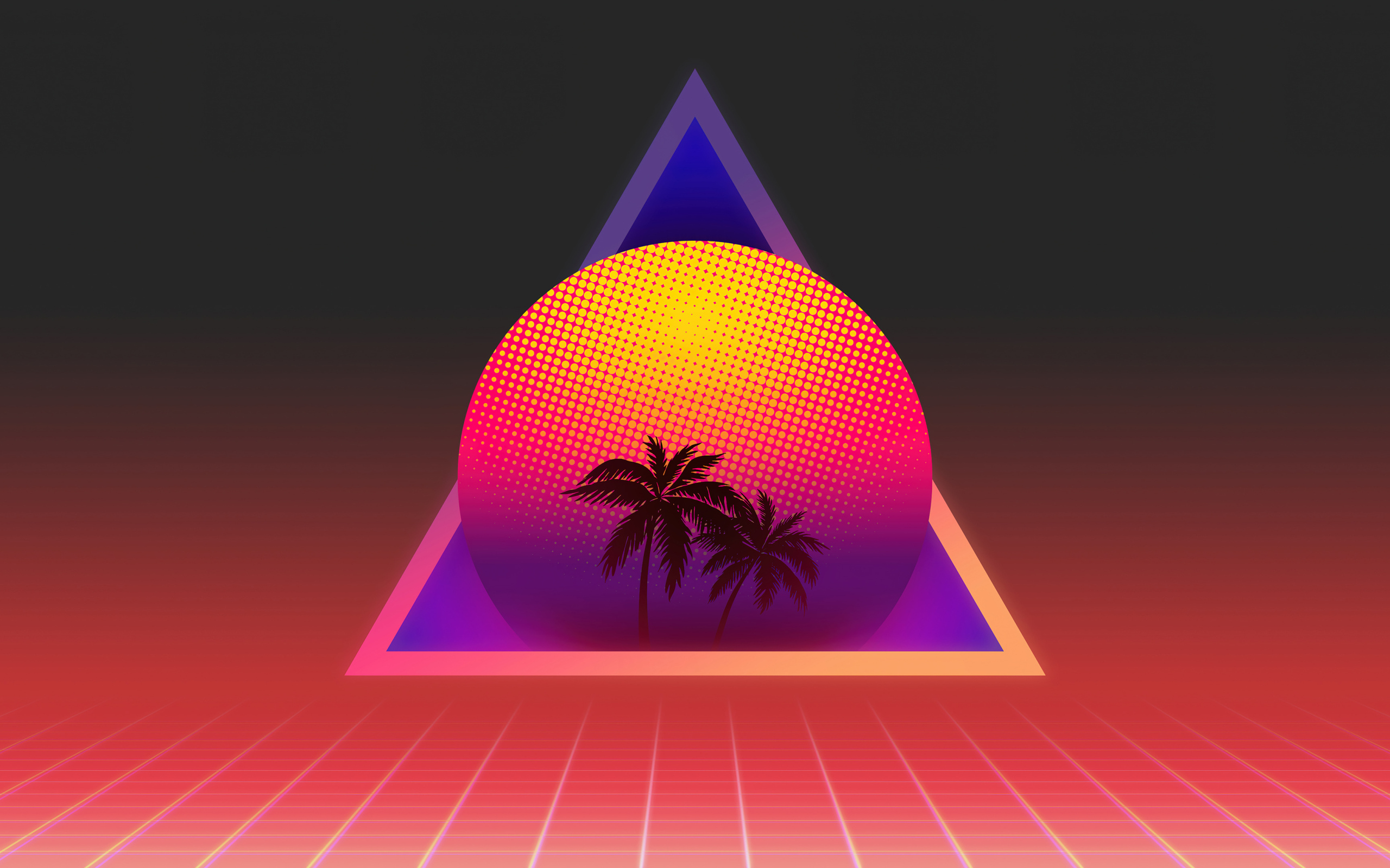 Пирамида с шаром и пальмами