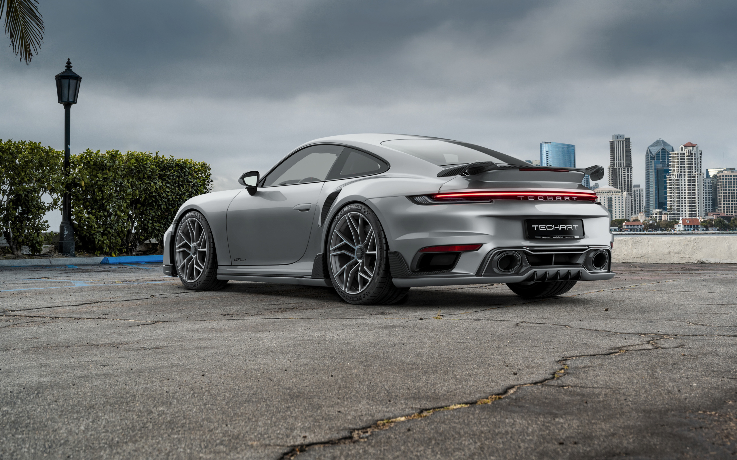 Вид сзади на автомобиль TechArt GTsport 2024 года