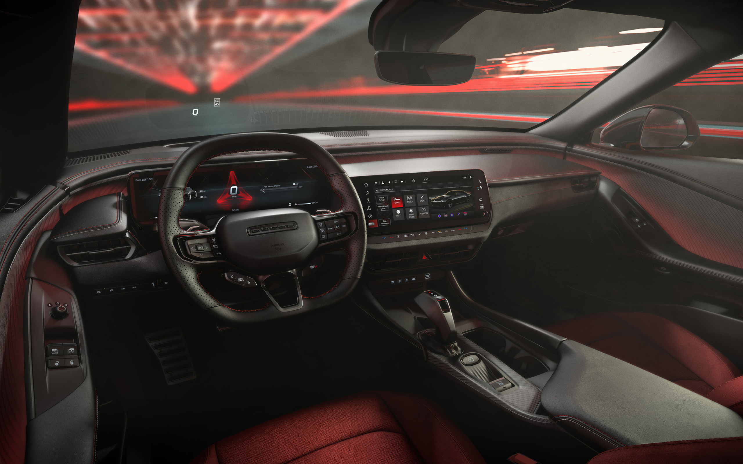 Черный кожаный салон автомобиля Dodge Charger Daytona Scat Pack 2024 года