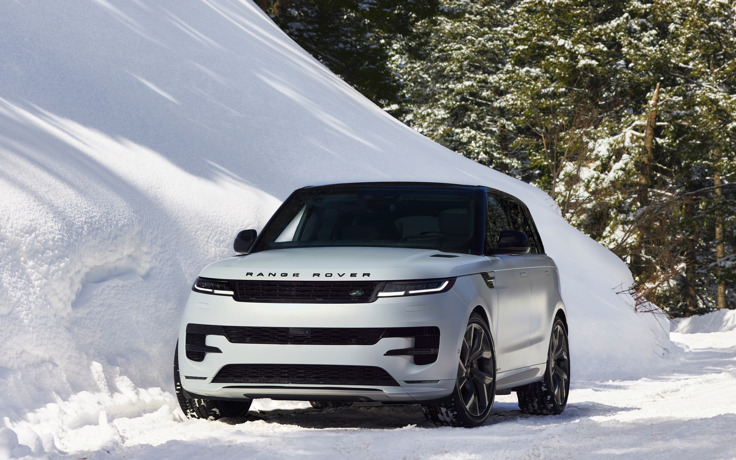 Серебристый внедорожник Range Rover Sport Park City Edition 2024 года на снегу