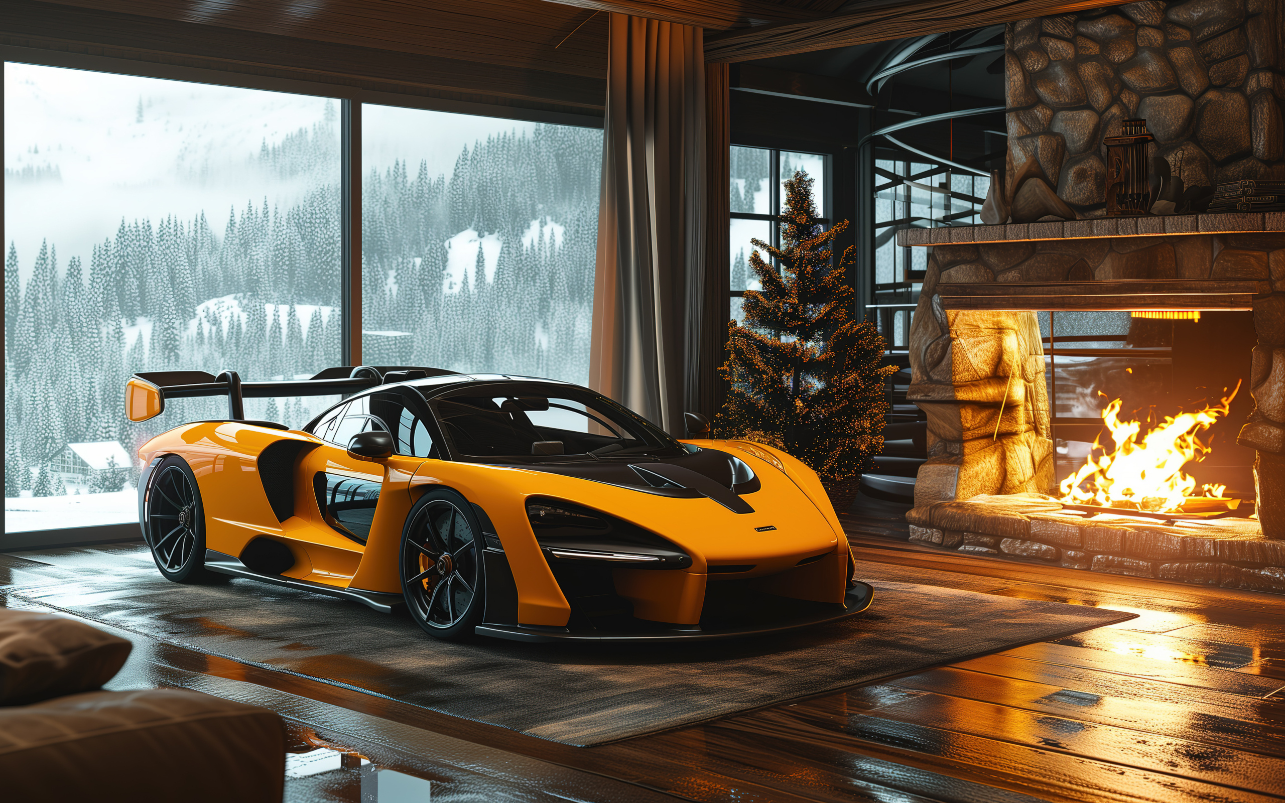 Быстрый спорткар McLaren Senna Cozy в доме
