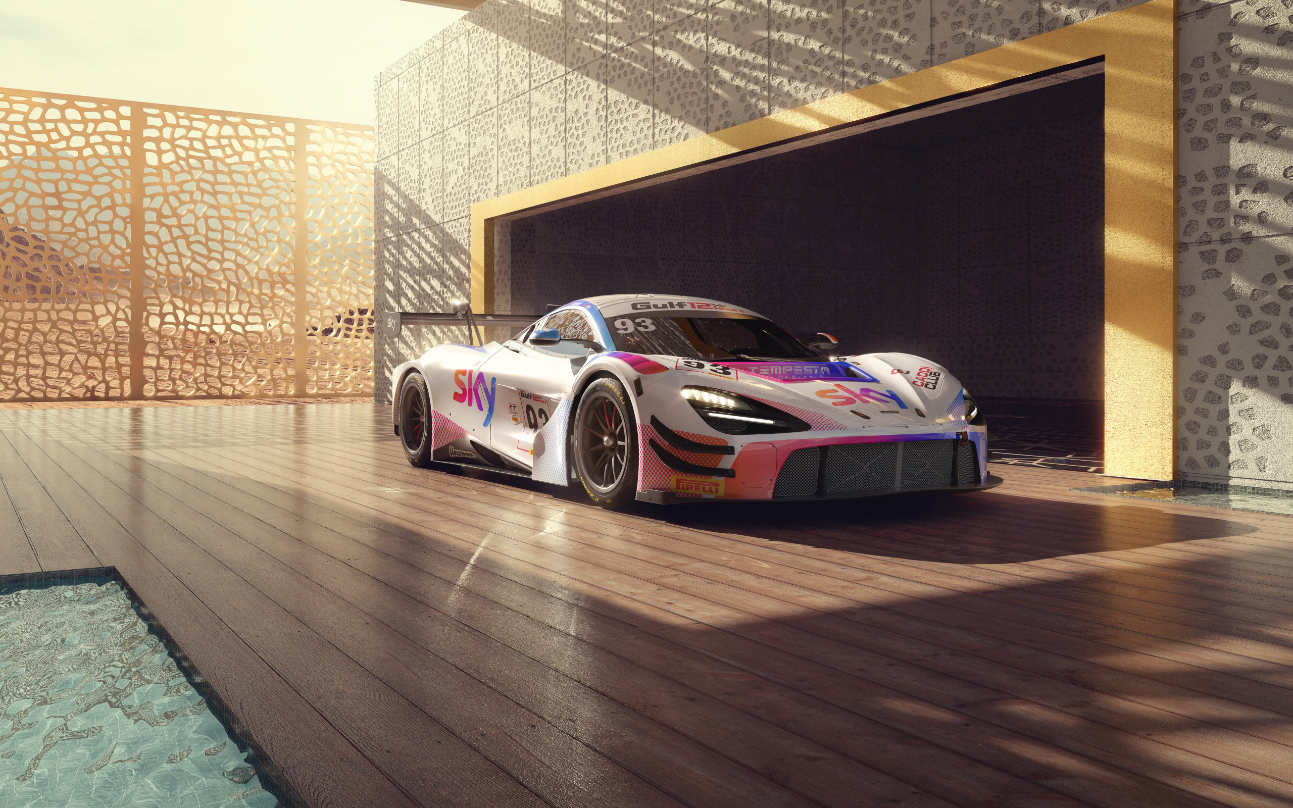 Гоночный автомобиль McLaren 720S GT3 EVO в здании