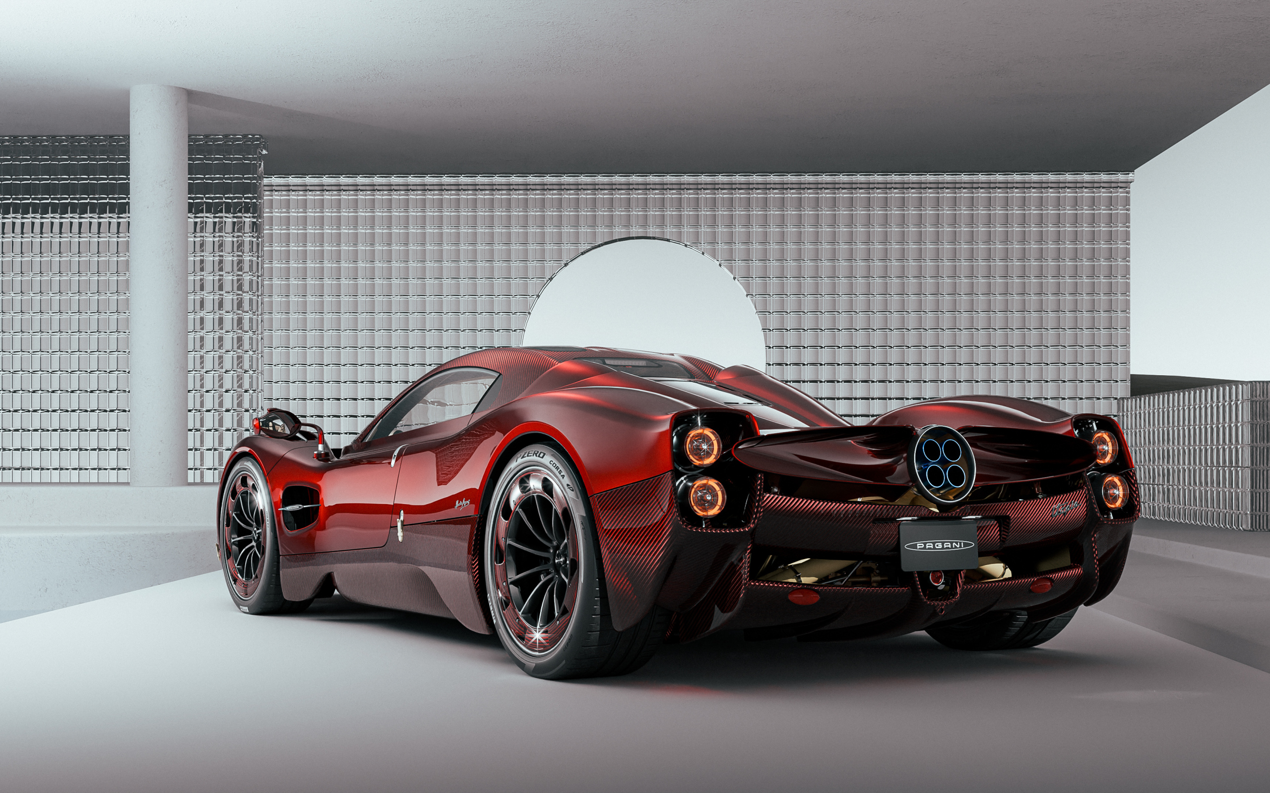 Вид сзади на автомобиль  Pagani Utopia