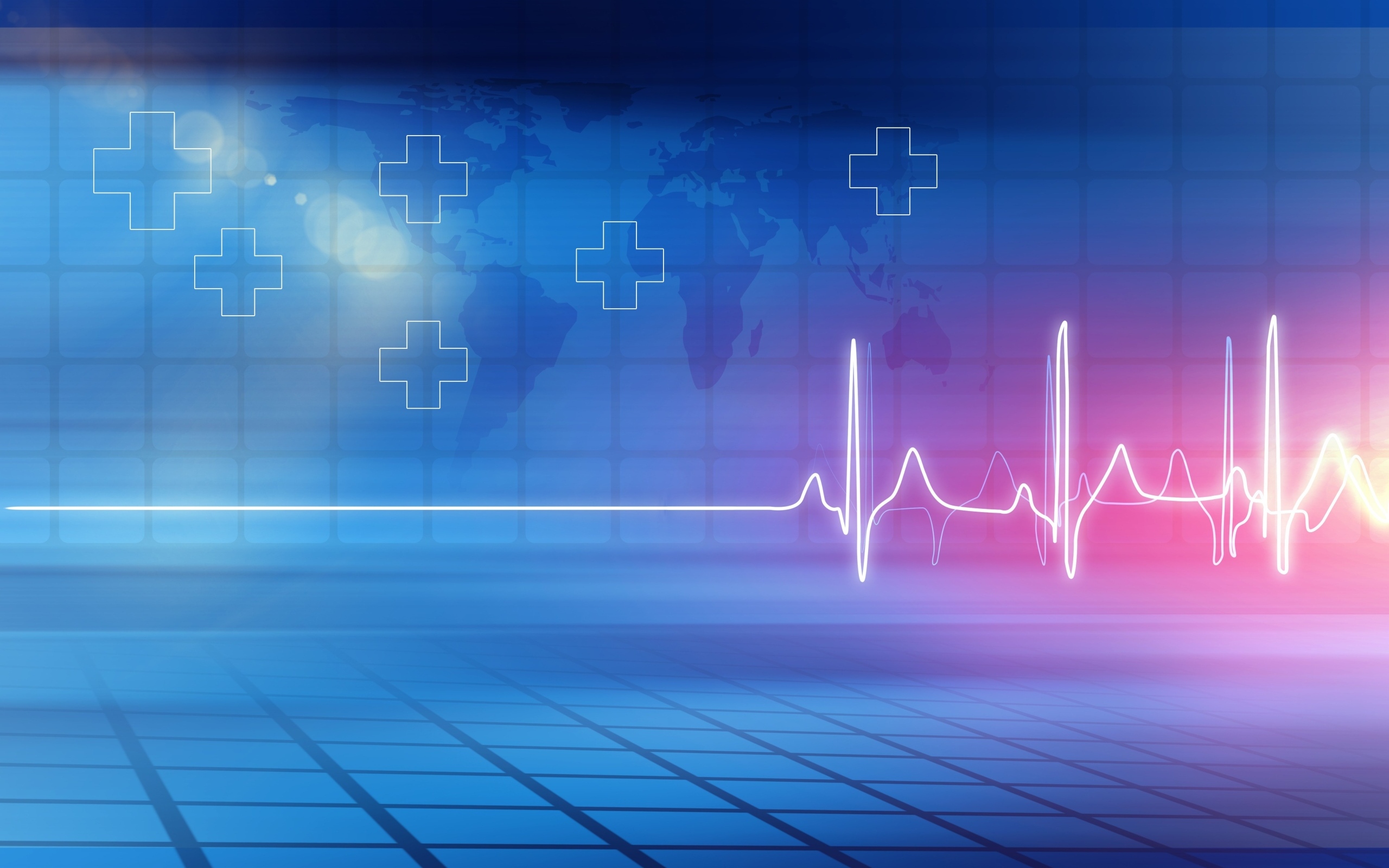 Кардиограмма с крестами на фоне квадратов