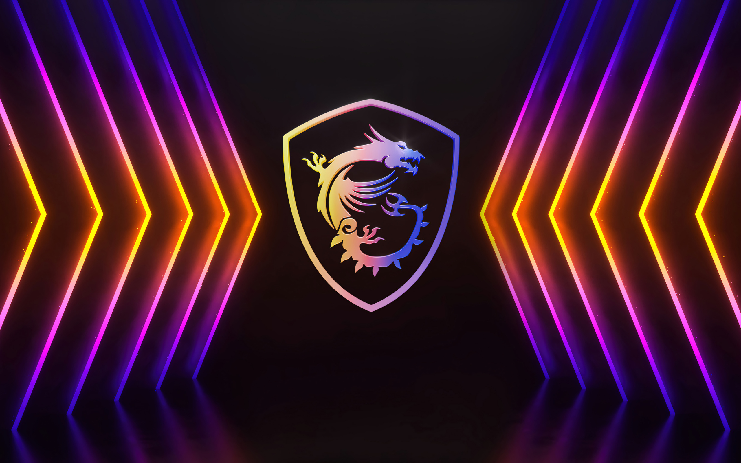 Разноцветные неоновые указатели для логотипа msi