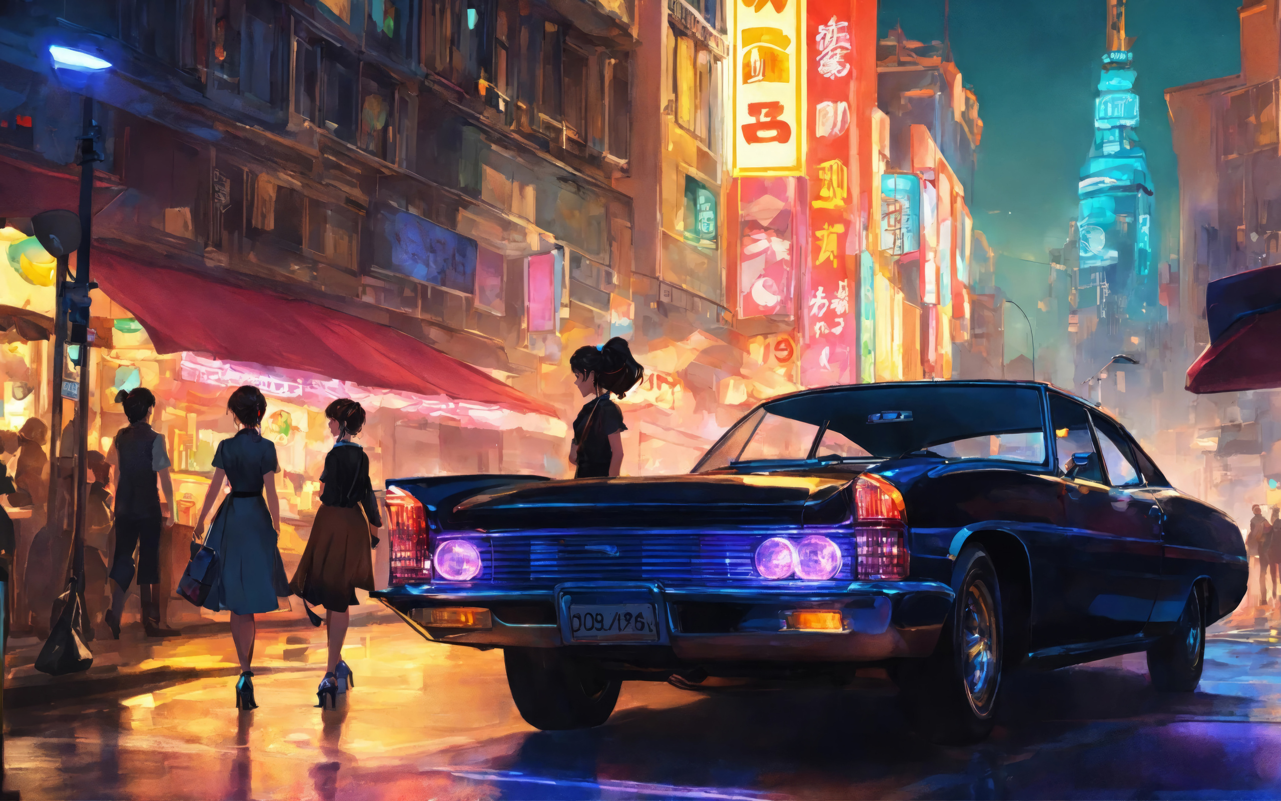 Черный автомобиль на улице в Китае