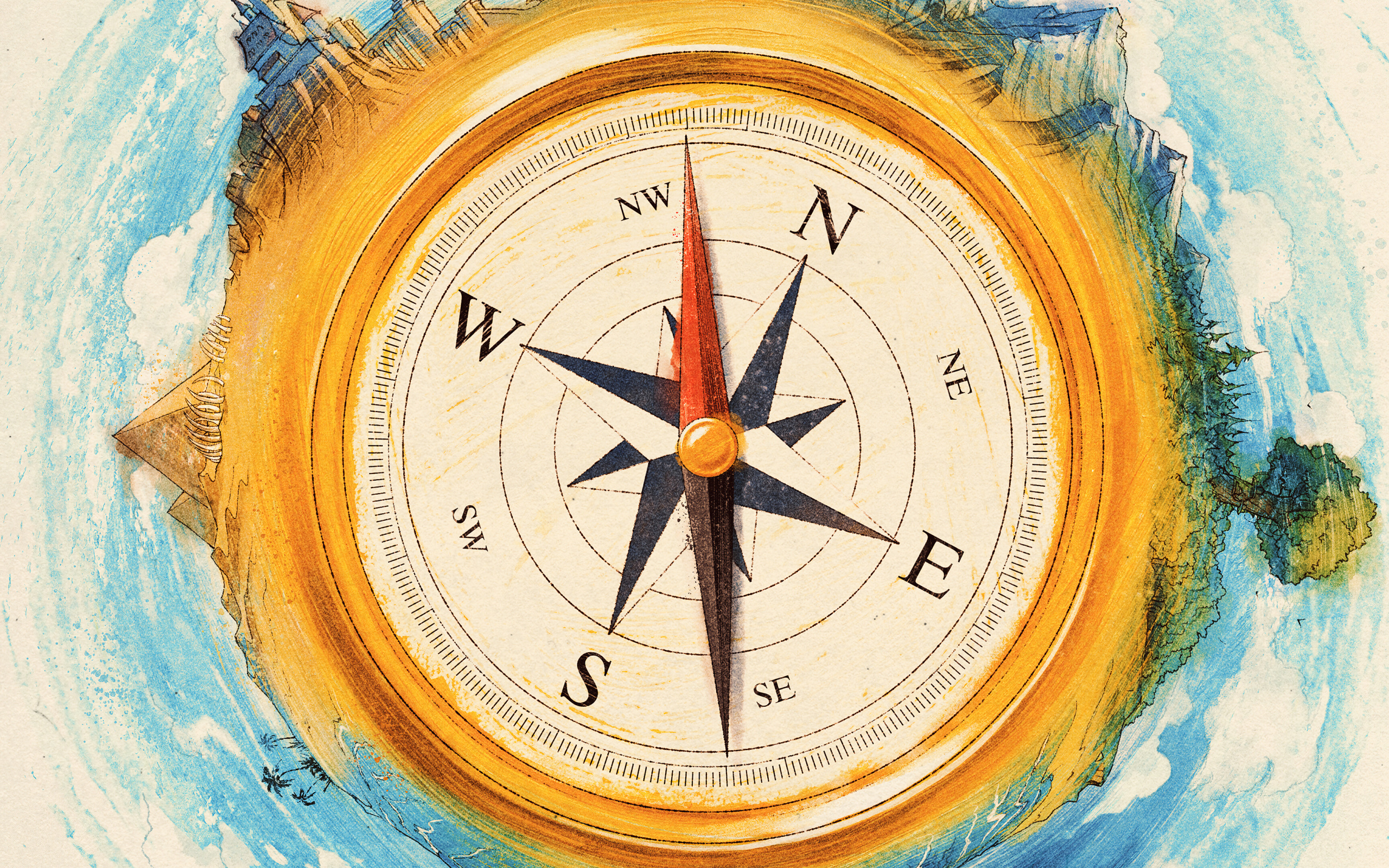 Большой нарисованный компас 