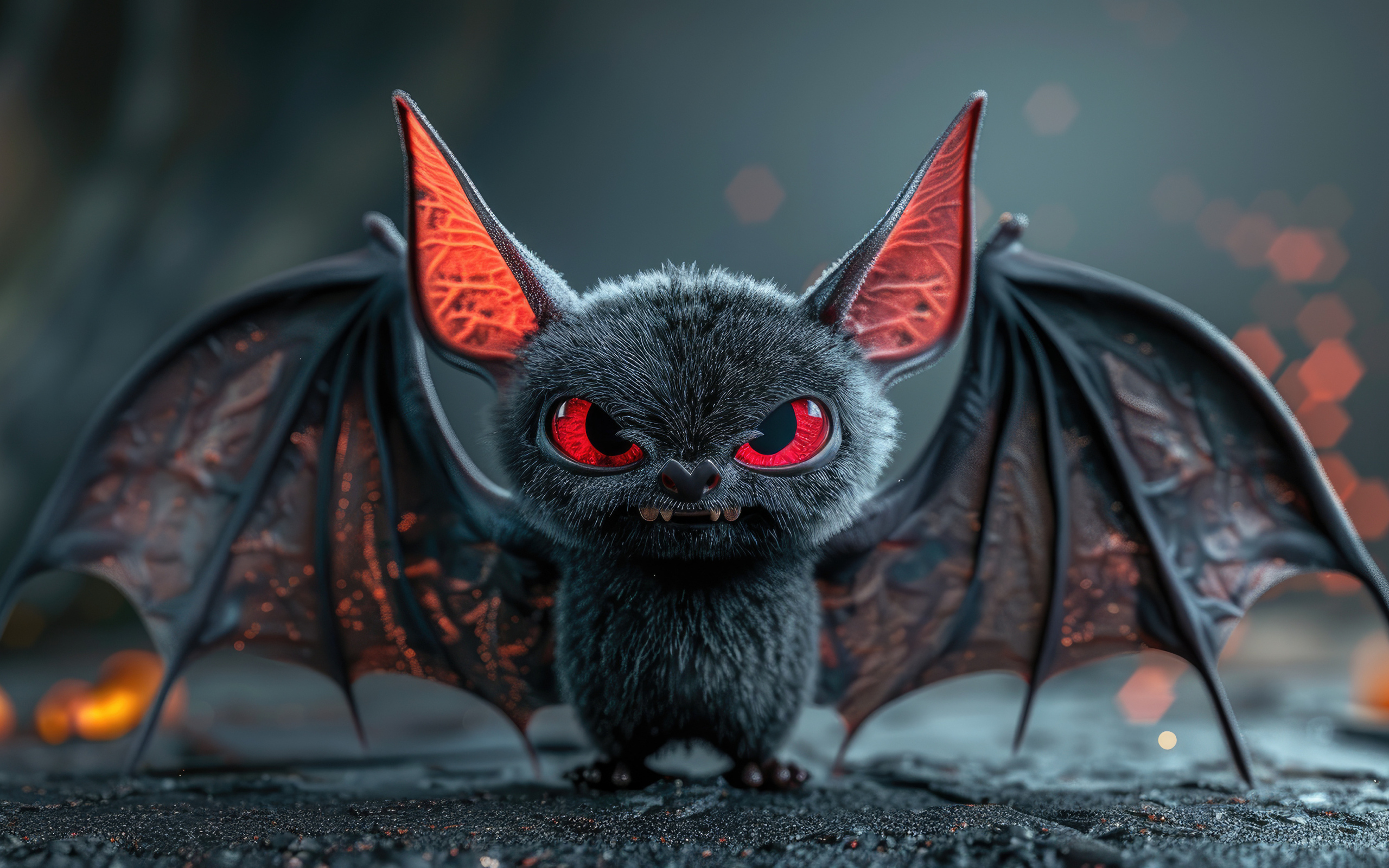 Злобная летучая мышь с красными глазами